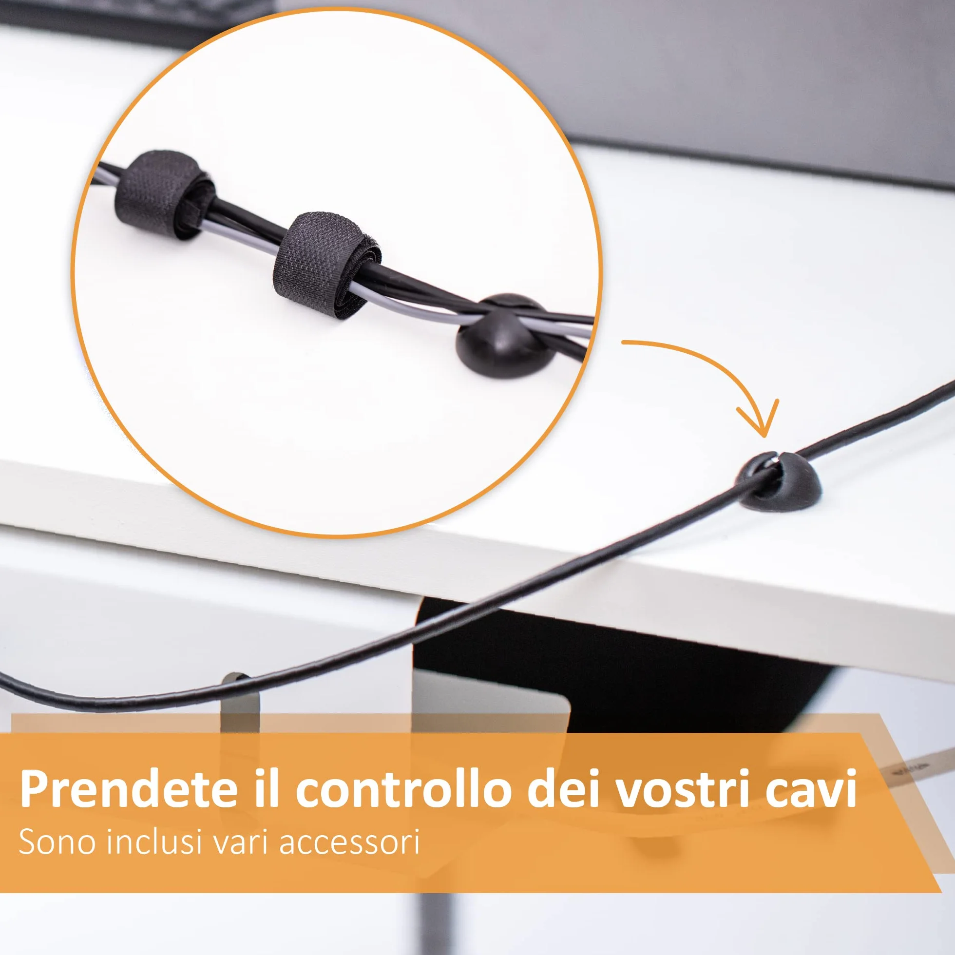 Raccogli Cavi Scrivania – Canalina Passacavi sotto Scrivania Cable Management – Organizer Portacavi Ufficio - Nascondi Cavi sotto Tavolo – 2 Scatole Porta Cavi - Verniciatura a Polvere Bianco