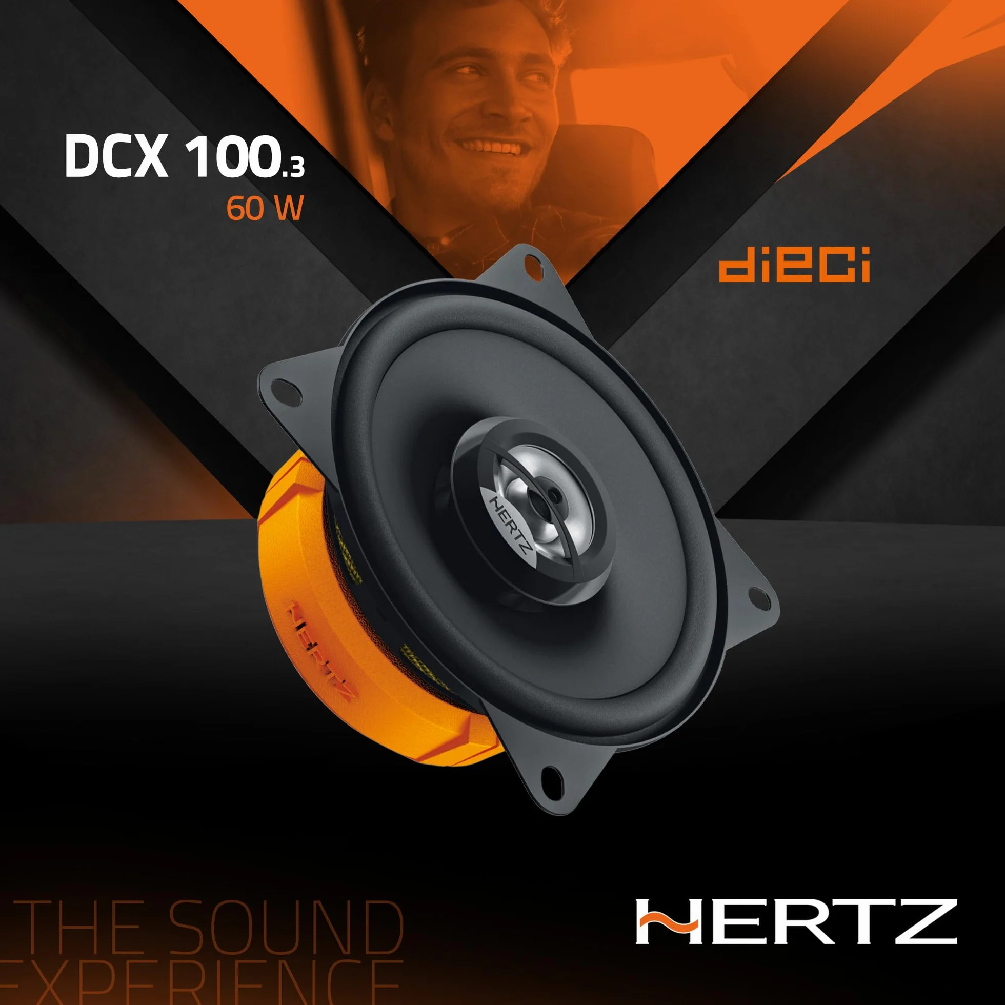 Hertz DCX 100.3 - Coppia di altoparlanti coassiali da 100 mm con tweeter a cupola e woofer in polipropilene con magnete al neodimio - 60W max