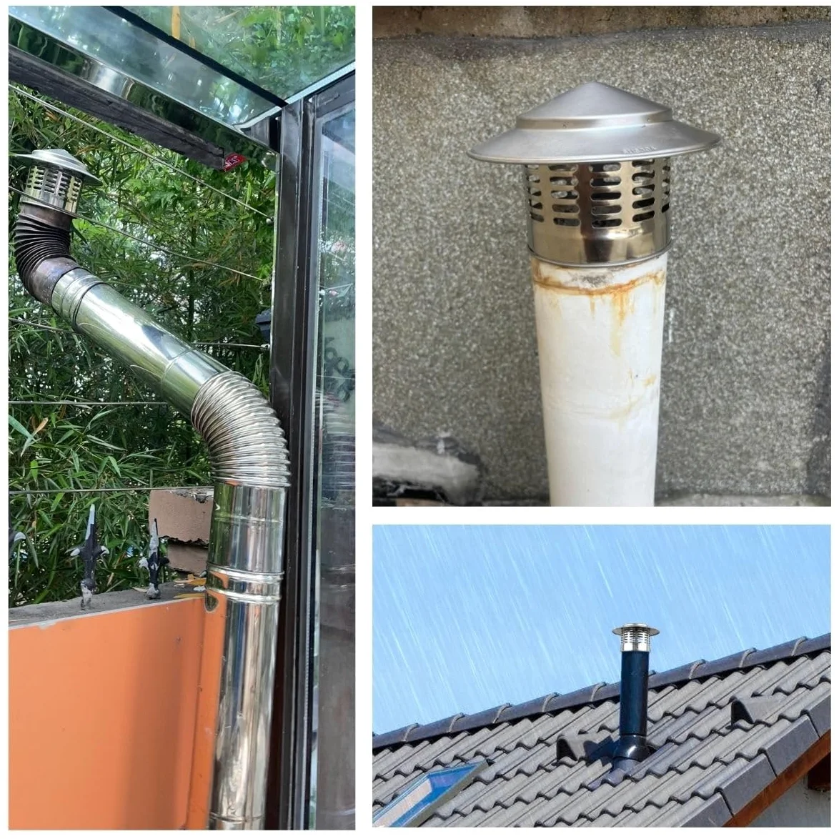 Cappello per camino,75/110/160/200/250/300mm acciaio inox Comignolo,Tubo stufa Topper sfiato cappelli,Copertura canna fumaria per esterno Camino,Resistente alle intemperie rotondo tetto pioggia cope