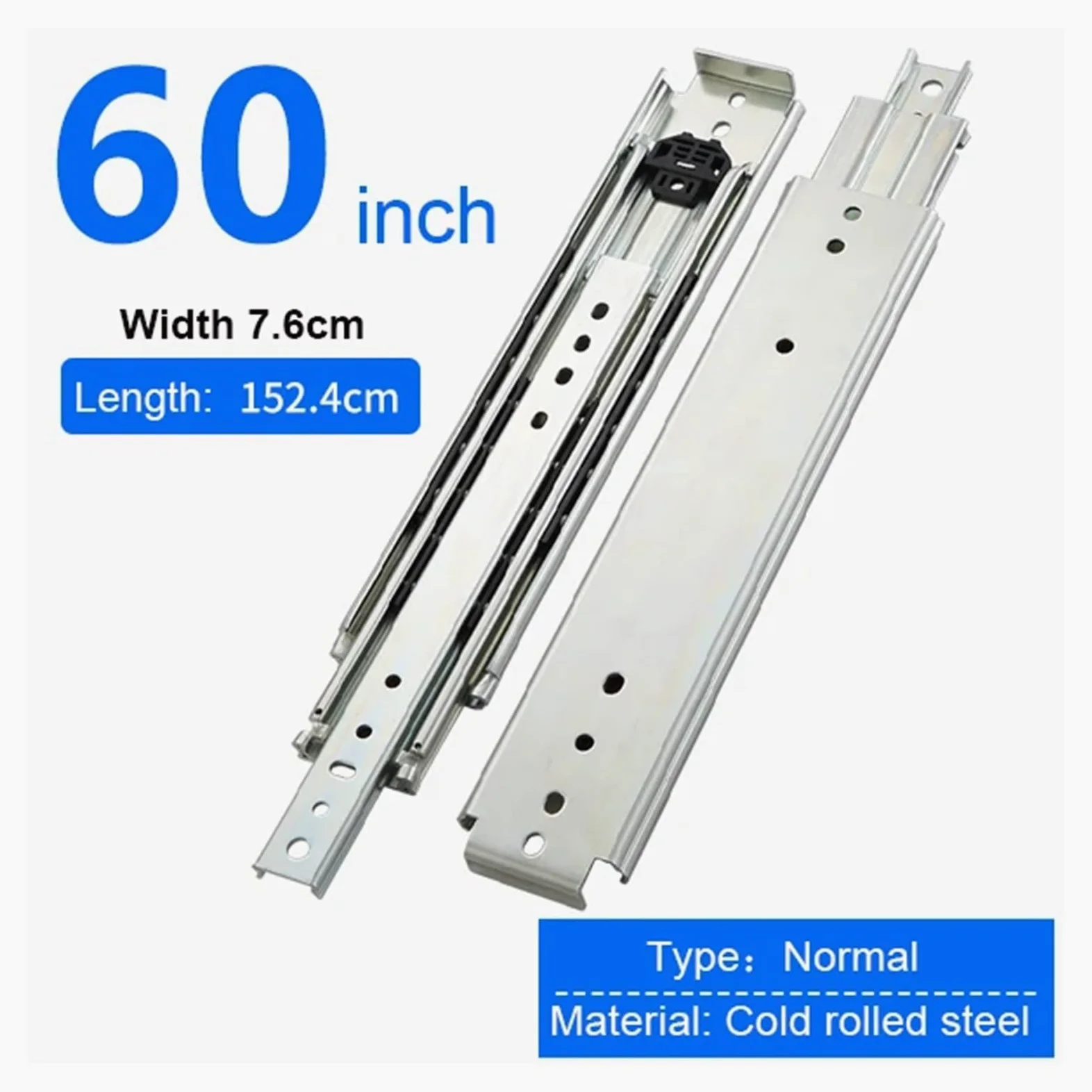 Guide for cassetti for carichi pesanti da 18"-60" - Capacità 500 libbre, Cuscinetto a sfere a estensione completa, Installazione semplice,1 pz(1524mm)