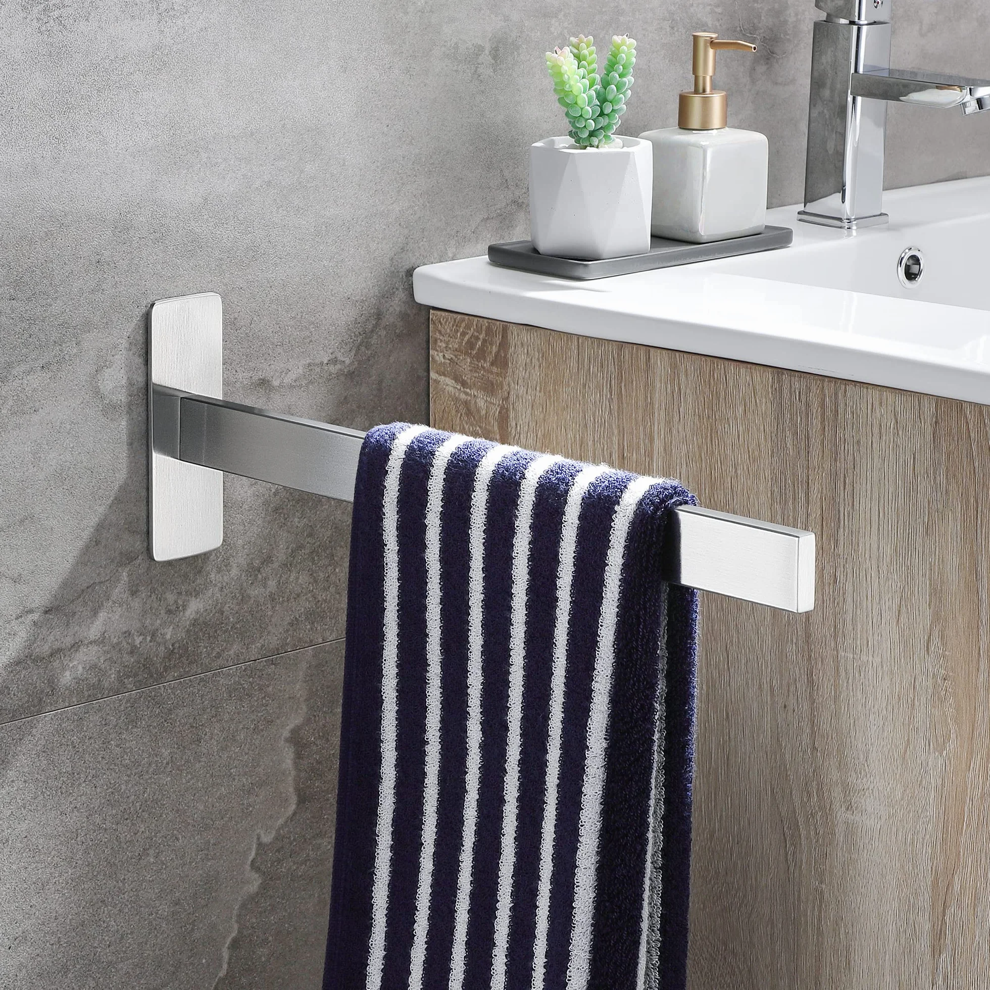 Porta Asciugamani Bagno Adesivo in Acciaio Inox 38 cm Argento Chrome