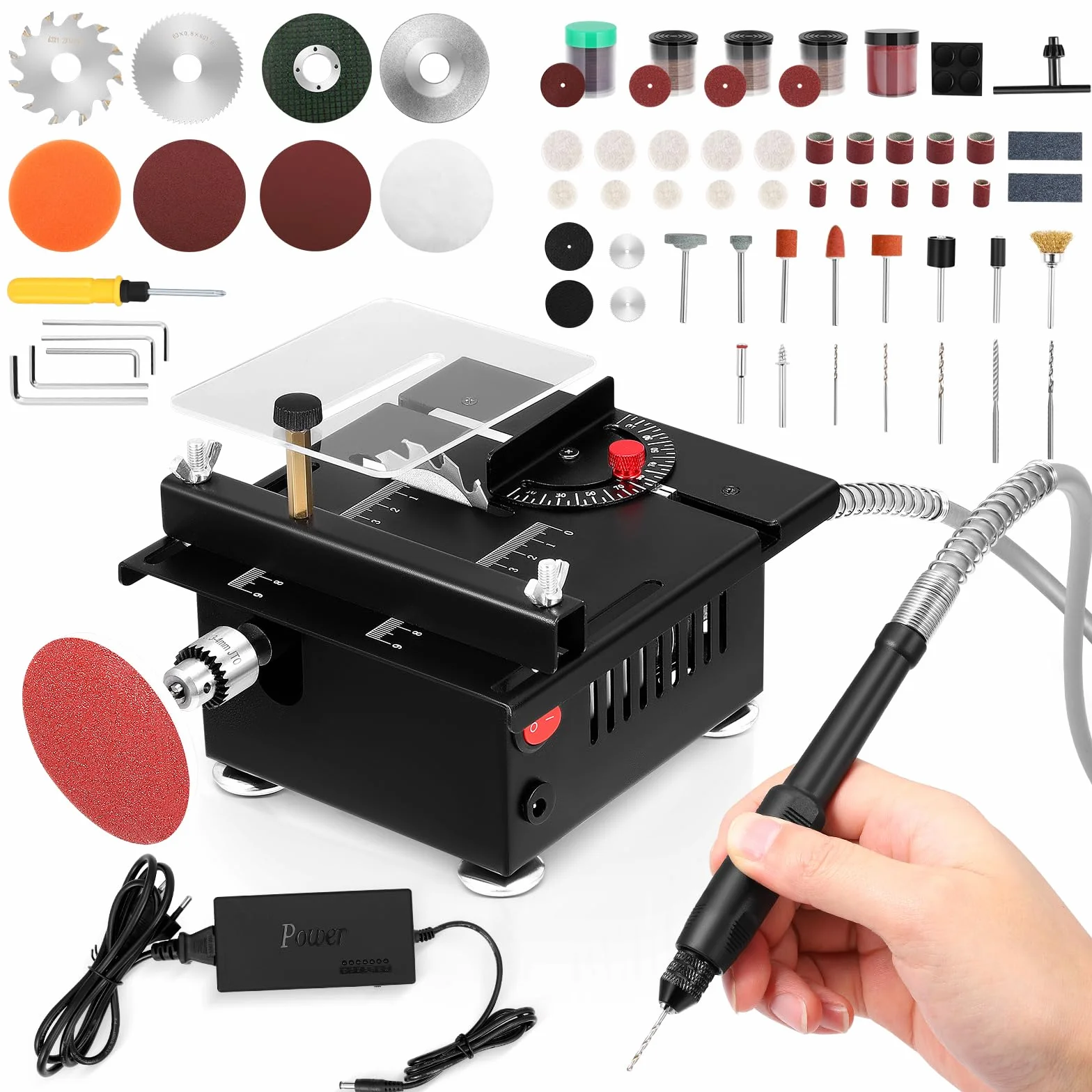 Mini sega circolare da tavolo 100W 0.1mm-16mm Multifunzione piccola macchina da taglio Lavorazione del legno acrilico modello di precisione