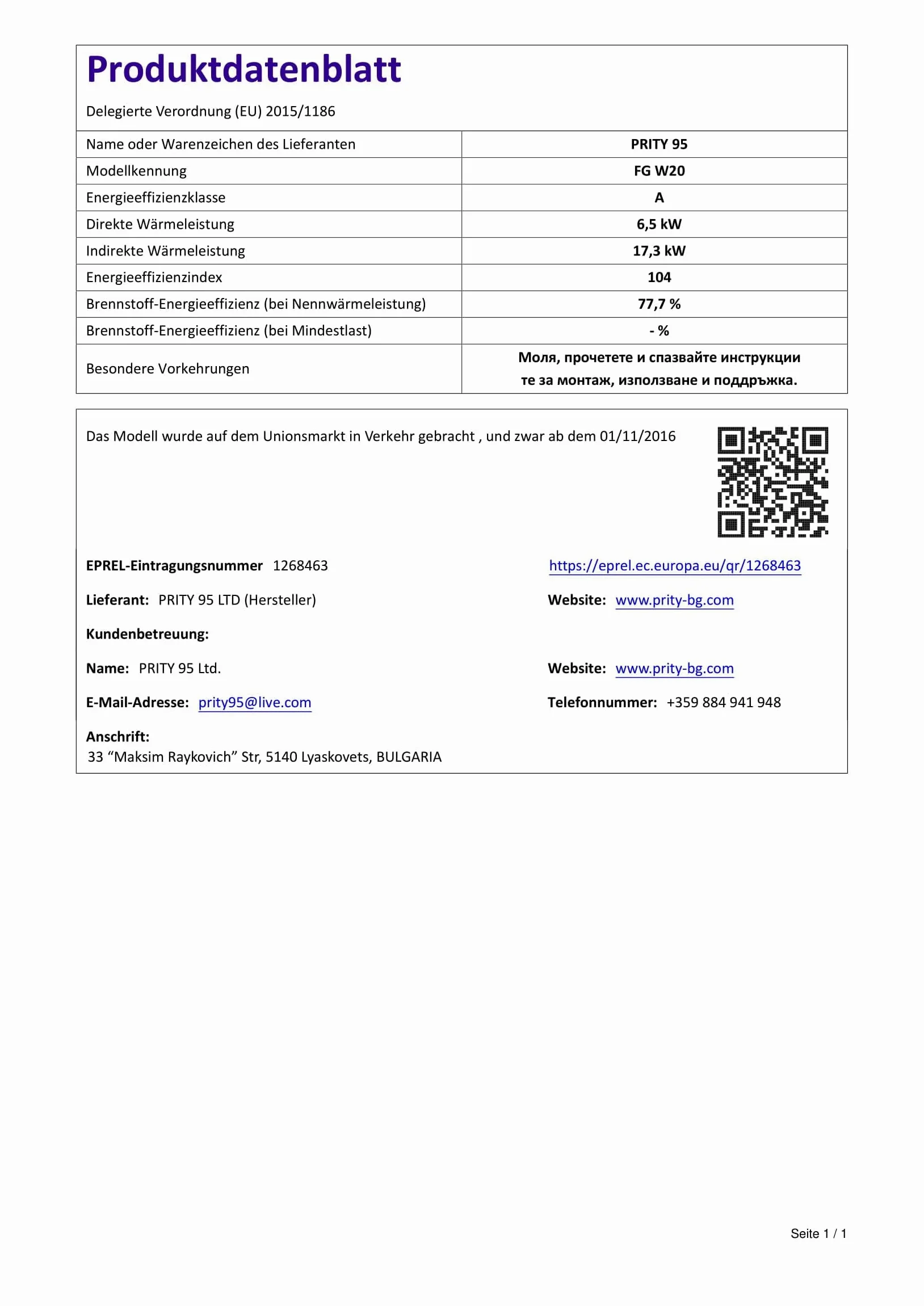 Stufa a Legna Termostufa con Forno Prity FG W20 23kW