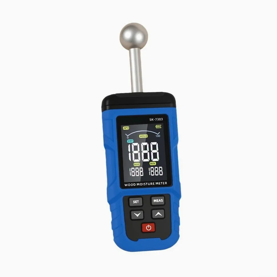 Misuratore di umidità non distruttivo, 208 x 64 x 30 mm, per test su pareti e legno, con sensore induttivo e display trasparente, struttura in plastica portatile per costruttori e uso fai da te