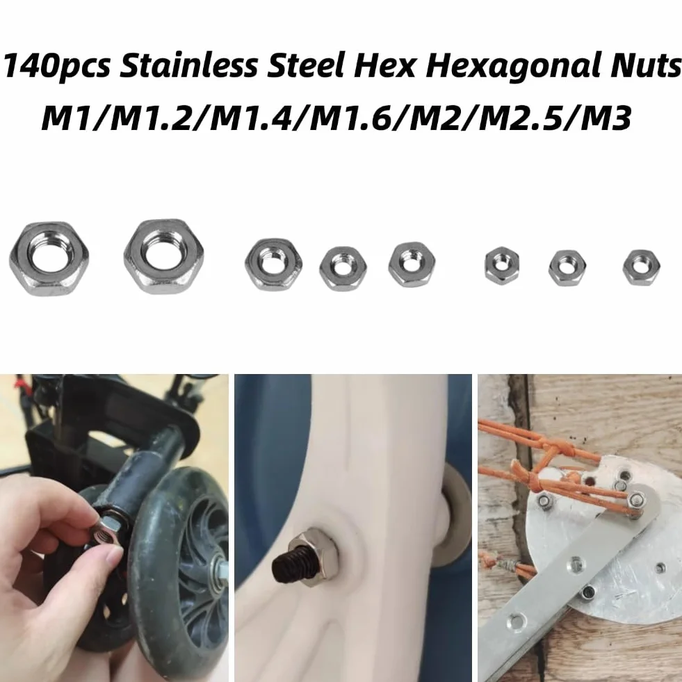 Dadi esagonali in acciaio inossidabile M1-M3 140pcs