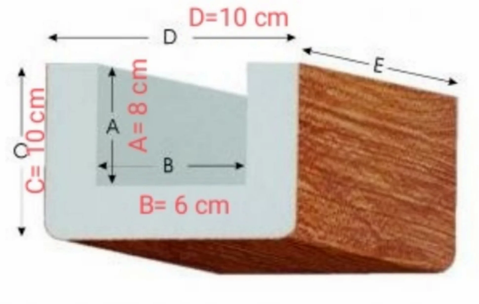Trave finto legno lunghezza 100 cm. (L10xH10 cm, Bianco)