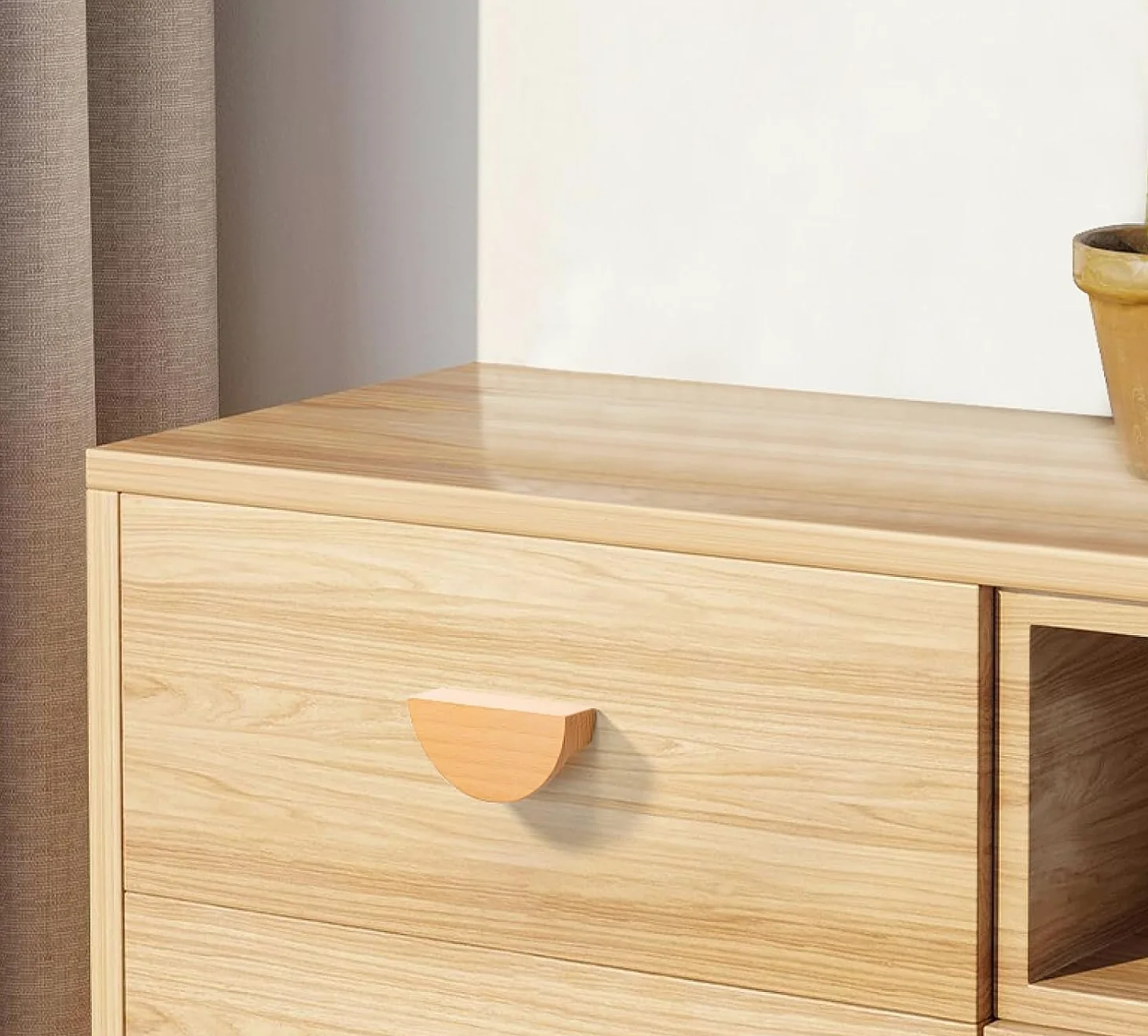 Pomelli per cassetti in legno, maniglie rotonde per armadietti, in legno massello, confezione da 2, diametro 32 mm, ideali per mobili e guardaroba