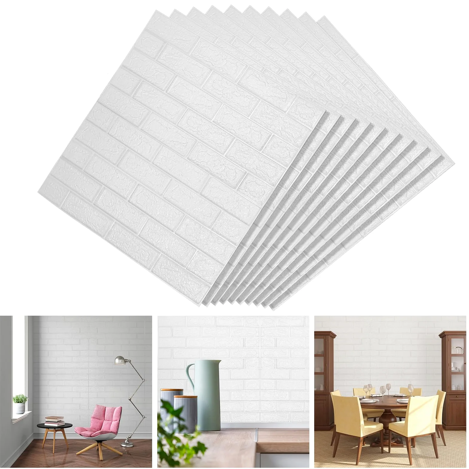 Sonnewelt Pannelli da parete 3D-20 Pezzi Carta da Parati,Autoadesivi Pareti in Mattoni Impermeabile Wallpaper per Cucina, Bagno, Soggiorno, Salone, TV Sfondo