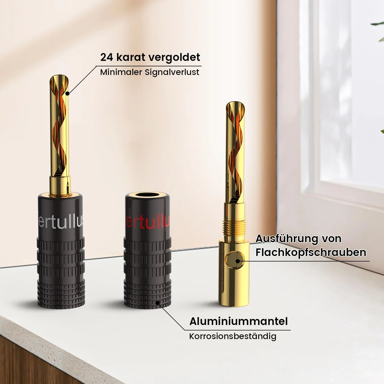 Tertullus 8 connettori a banana BFA 4 mm placcati oro a vite per altoparlante