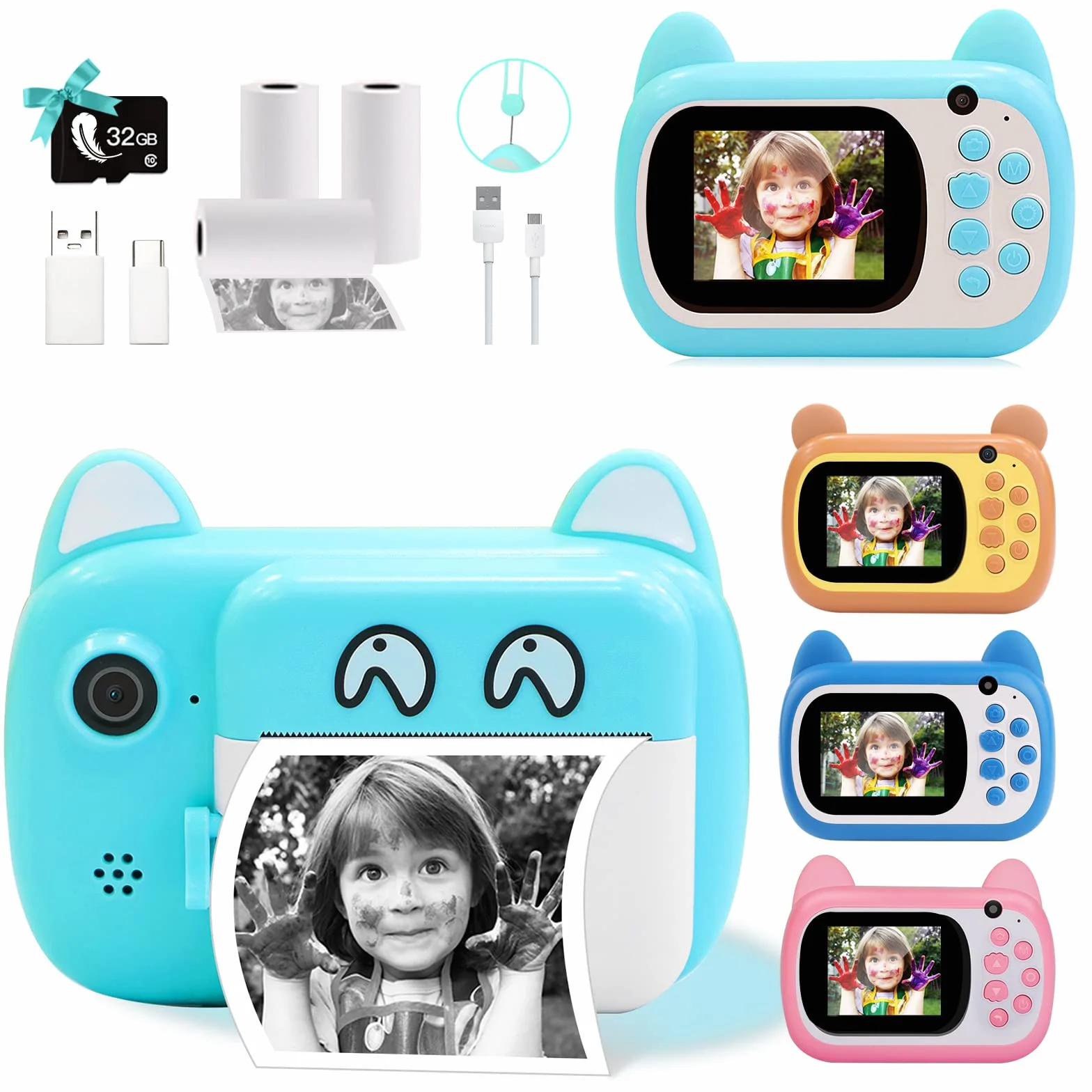 Fotocamera istantanea per bambini, schermo LCD da 2,4 pollici, fotocamera digitale per bambini con zoom 6x, 24 Mpixel, doppio obiettivo e videoregistratore 1080p, regalo per ragazzi e ragazze