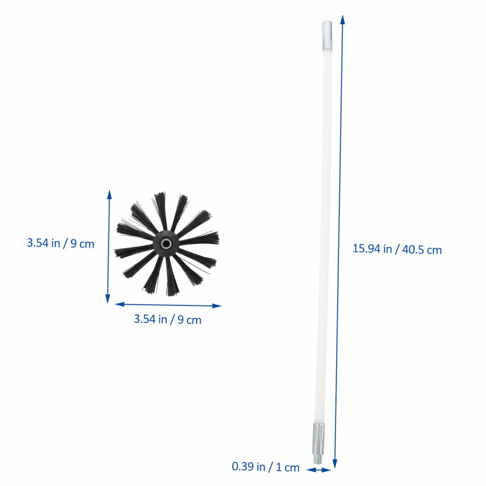 Set Spazzola Canna Fumaria 12 Pezzi Bianco per Pulizia Stufa | Nailon e Pe, Aste Smontabili e Allungabili, per Condotto Cucina e Sfiato, Pulizia Completa