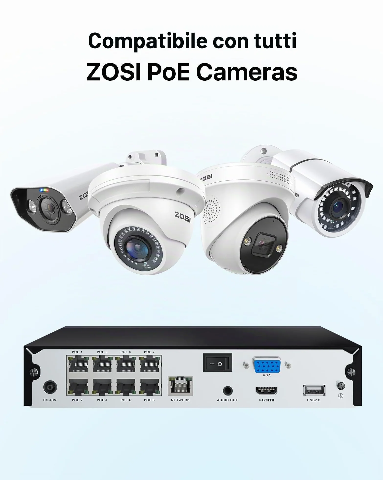 ZOSI 4K 8CH NVR PoE con 2TB HD, Videoregistratore di Sorveglianza, Funzion Solo con Le telecamere PoE da ZOSI