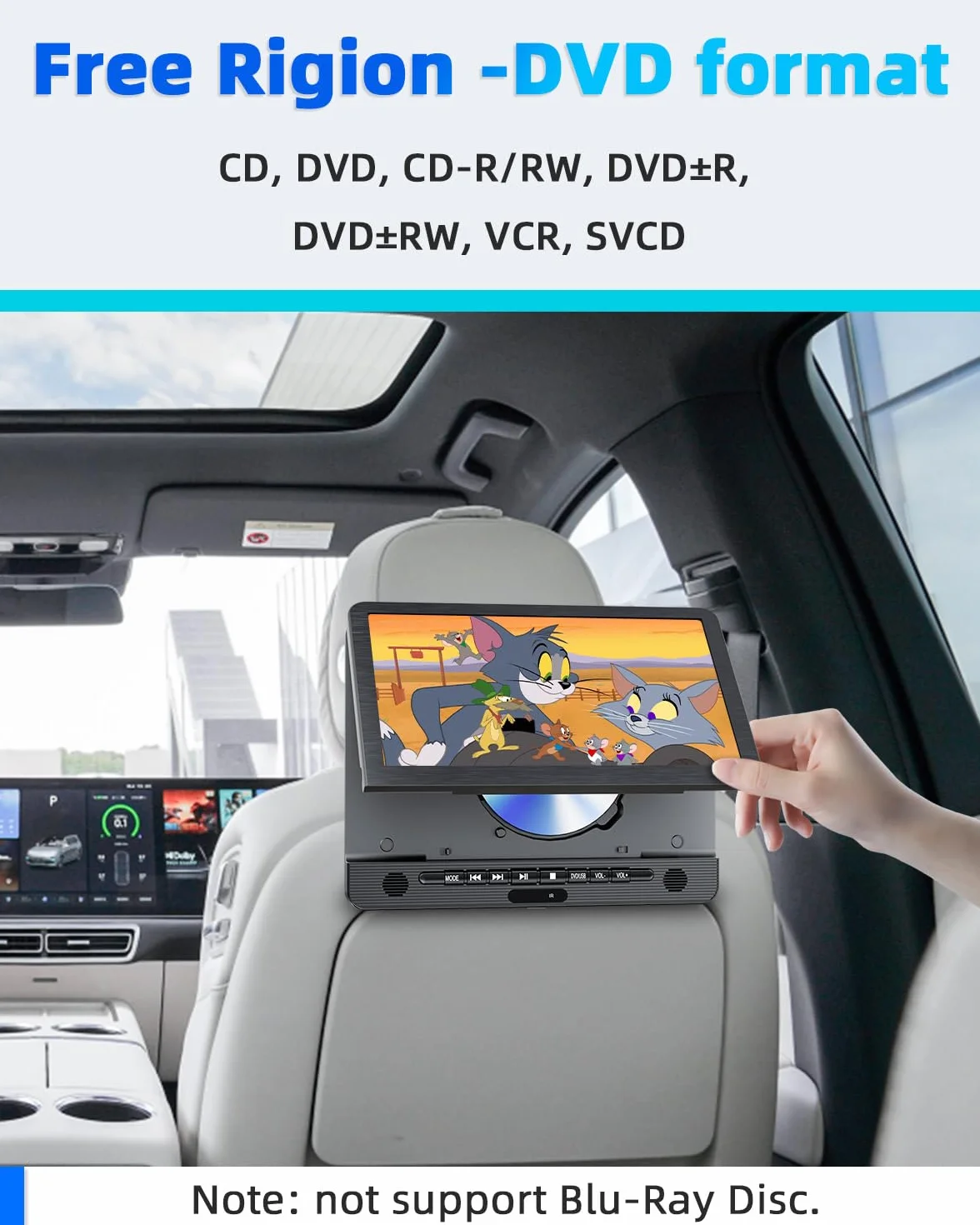 Arafuna 12" lettore DVD Auto con 2 schermi, poggiatesta per auto con batteria di 5 ore, supporto scheda USB/TF, sincronizzazione dello schermo e ultima memoria