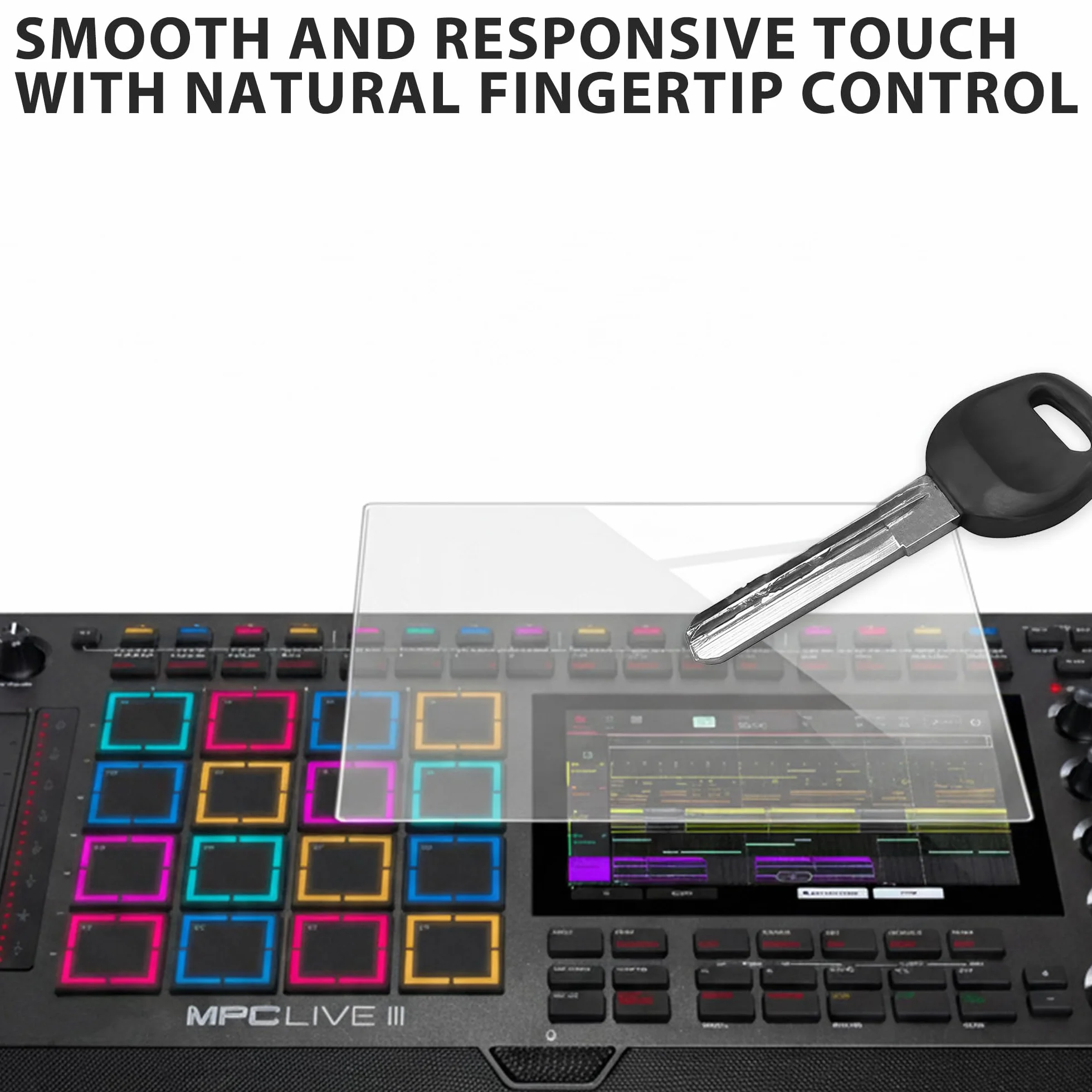 Musiin Audio Workstation 7 pollici, pellicola protettiva touch screen compatibile con MPC Live 3/MPC Live 2/MPC Key 37 e 61/MPC One+, protezione touch screen ultra trasparente in vetro temperato con