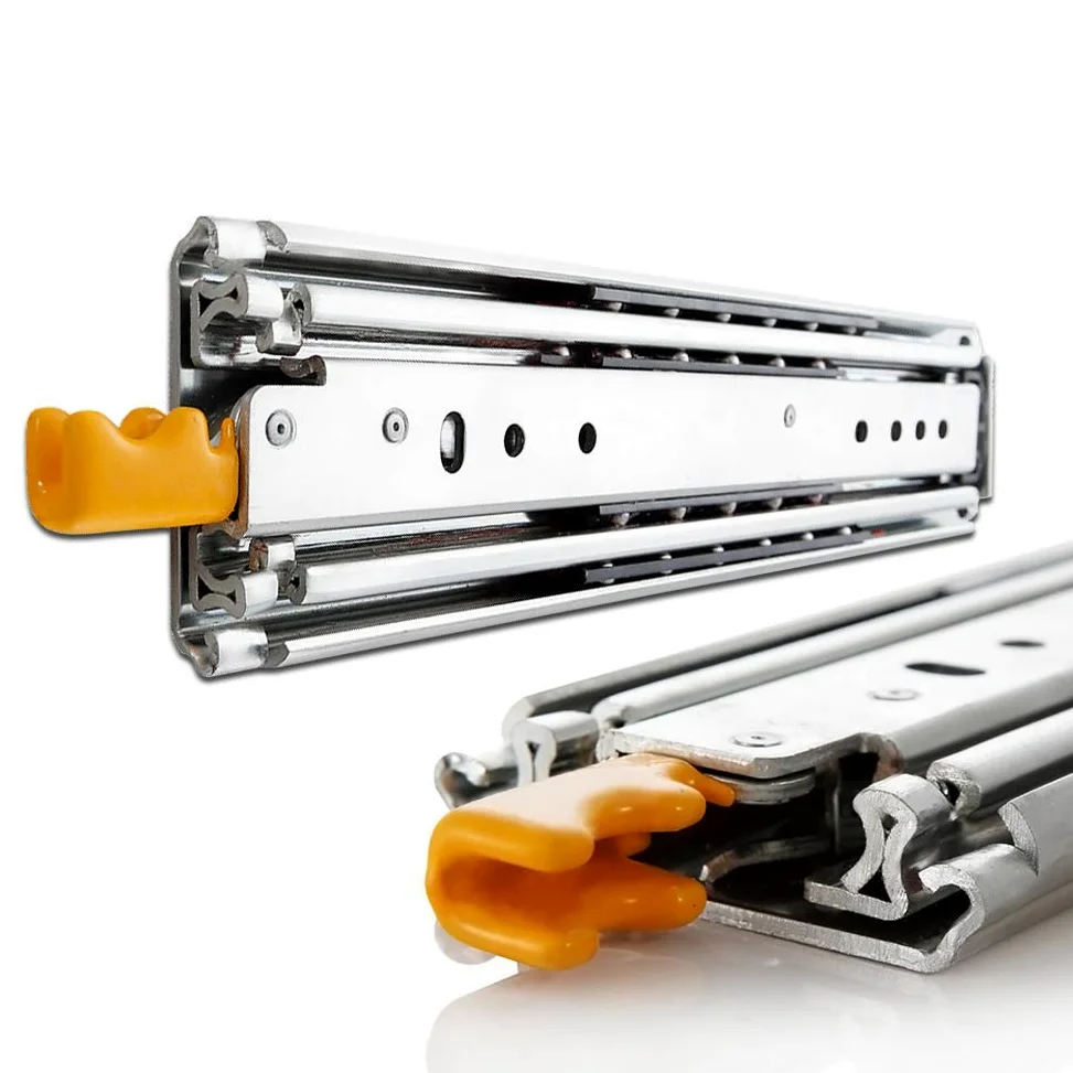 Guide per cassetti Guida per cassetti Push to Open Guide per cassetti Guide per cassetti ad Estrazione Totale Guida per carichi Pesanti 3 Pieghe Metallo capacità di carico 220 Kg/Argento/800