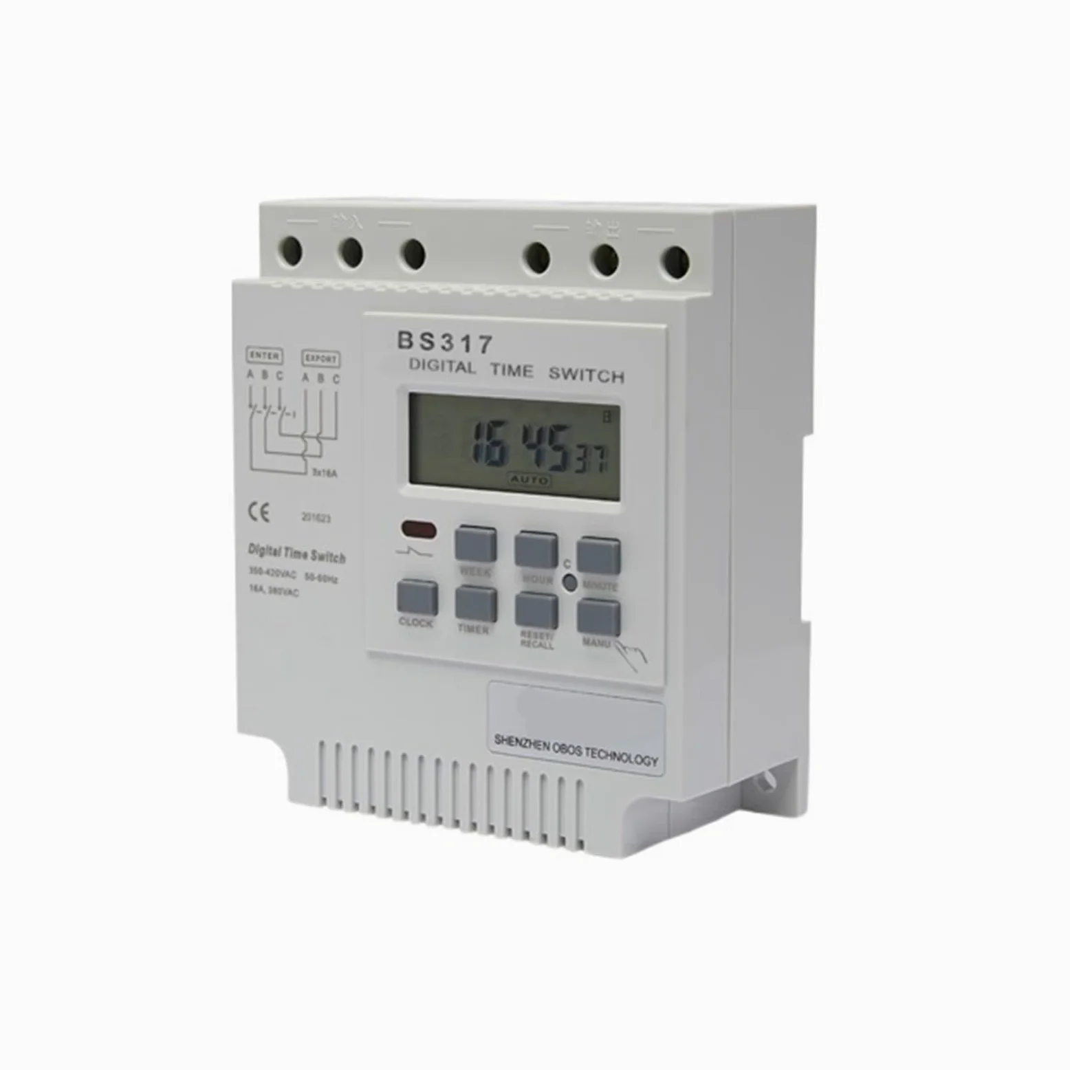 RWRAPS microcomputer Interruttore Timer Timer DIN con Interruttore programmabile trifase 415VAC 25A con 16 Volte di accensione/spegnimento al Giorno, intervallo di impostazione dell'ora 1min-168H