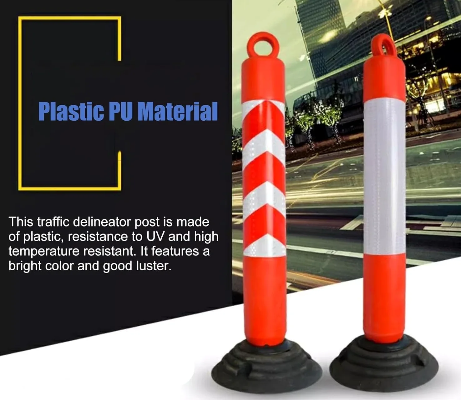 Cono di sicurezza riflettente alto 80 cm, segnale di avvertimento per vialetto, dissuasore flessibile in plastica per il controllo della folla nei parcheggi, colore nero.