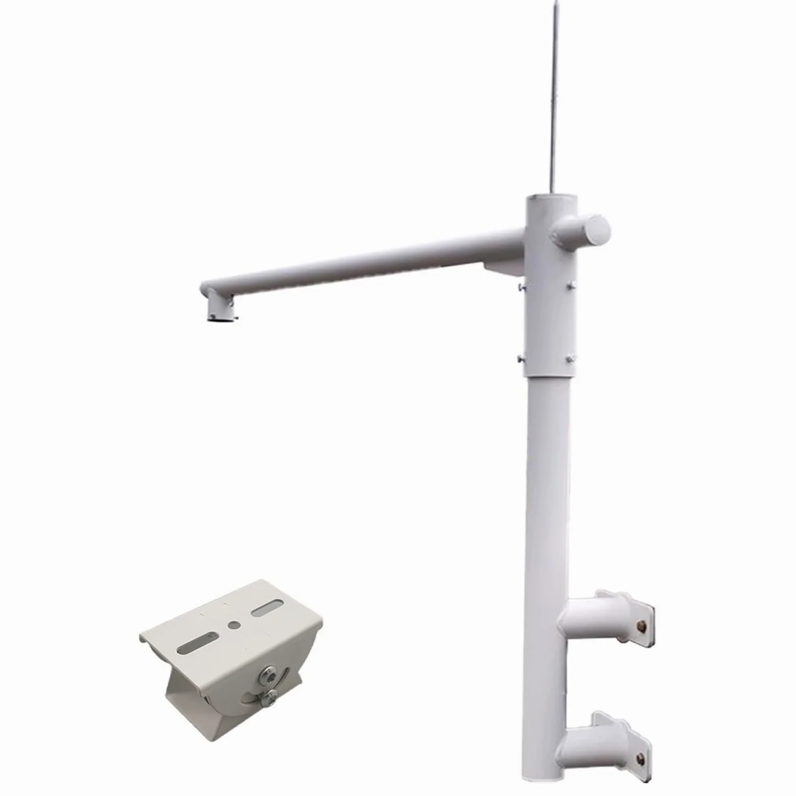 staffa per telecamera esterna Supporto universale per palo per telecamera, estensione per palo per telecamera di sicurezza Bullet/Dome, colonna porta palo per sorveglianza(L 1.2m/47in,H 1.2m/47in)