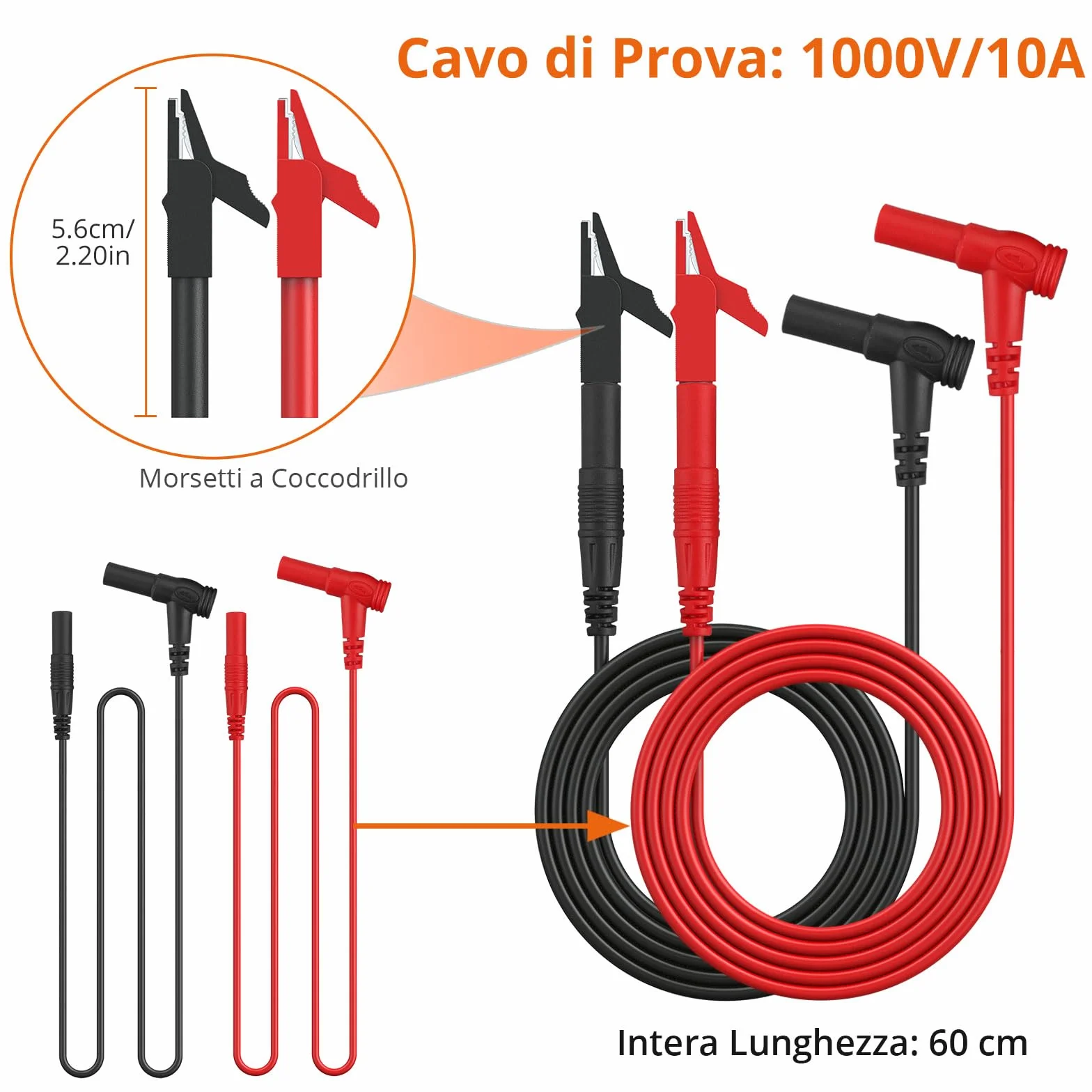 Proster Kit Puntali da Test per Multimetro 24 in 1 con Sonde di Multimetro Sostituibili Placcate in Oro Conduttori di Prova Maschio e Femmina Ganci di Prova U Plug Clip a Coccodrillo