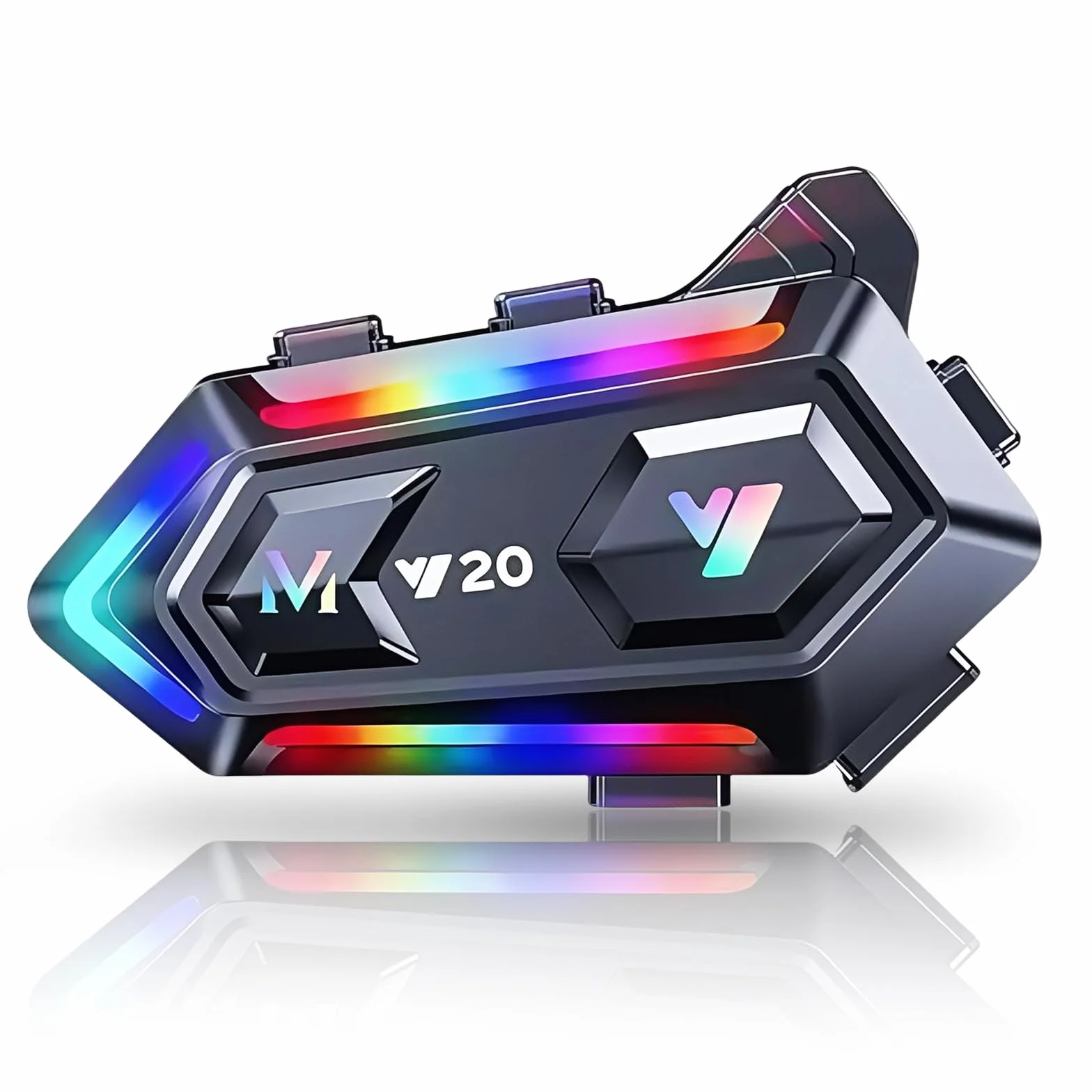 flintronic Casco Moto Auricolare, Y20 Cuffie per Caschi da Moto per Persona Singola Wireless 5.3 Impermeabile IPX6 Cancellazione, luci RGB abbaglianti, Per Pilota Singolo
