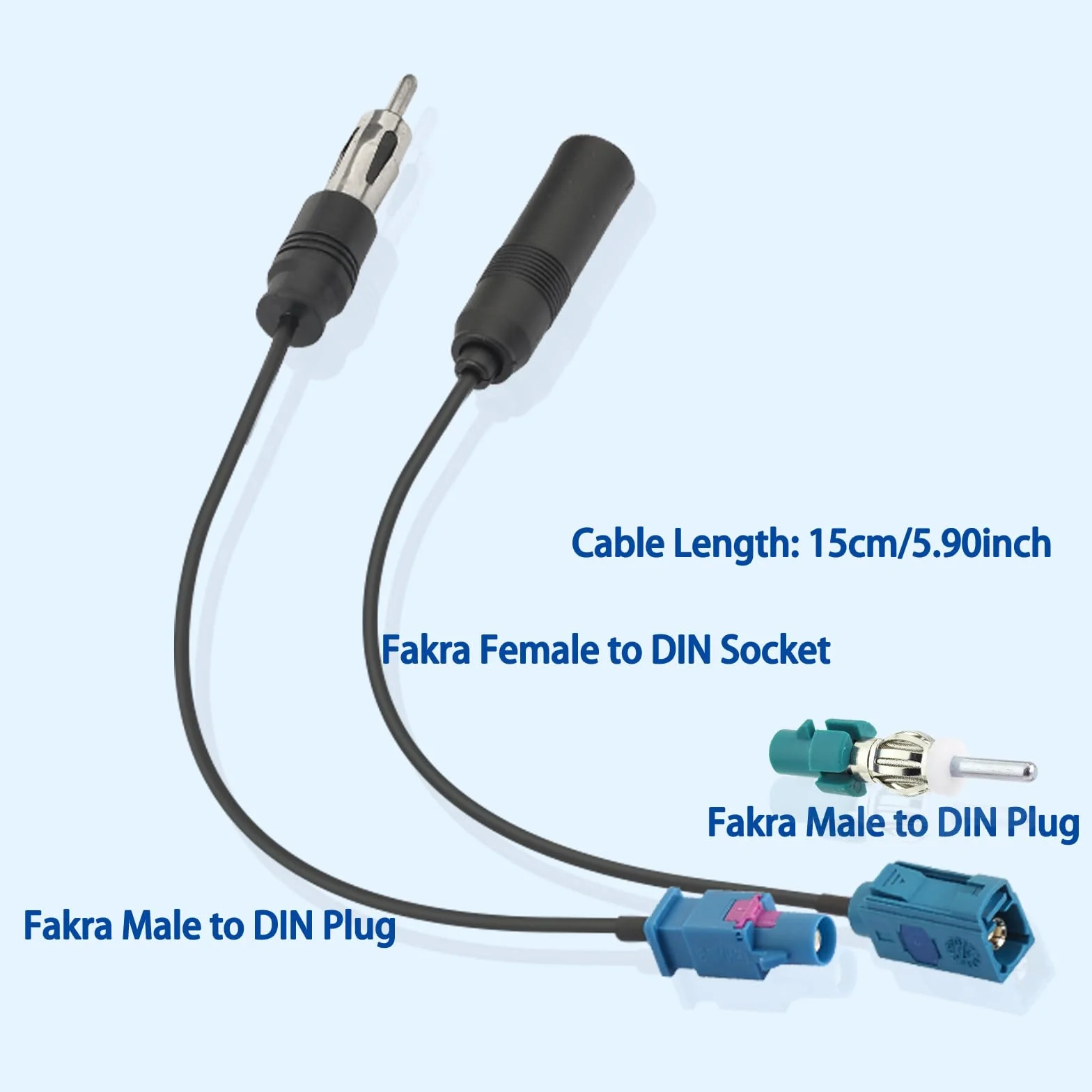 Bingfu Adattatore Antenna Autoradio Connettore Radio Auto Universali Cavo Prolunga da Maschio Fakra Z a Spinotto DIN (& Femmina a Presa) & Adattatore per Antenna DAB FM AM Stereo Radio HD Audio