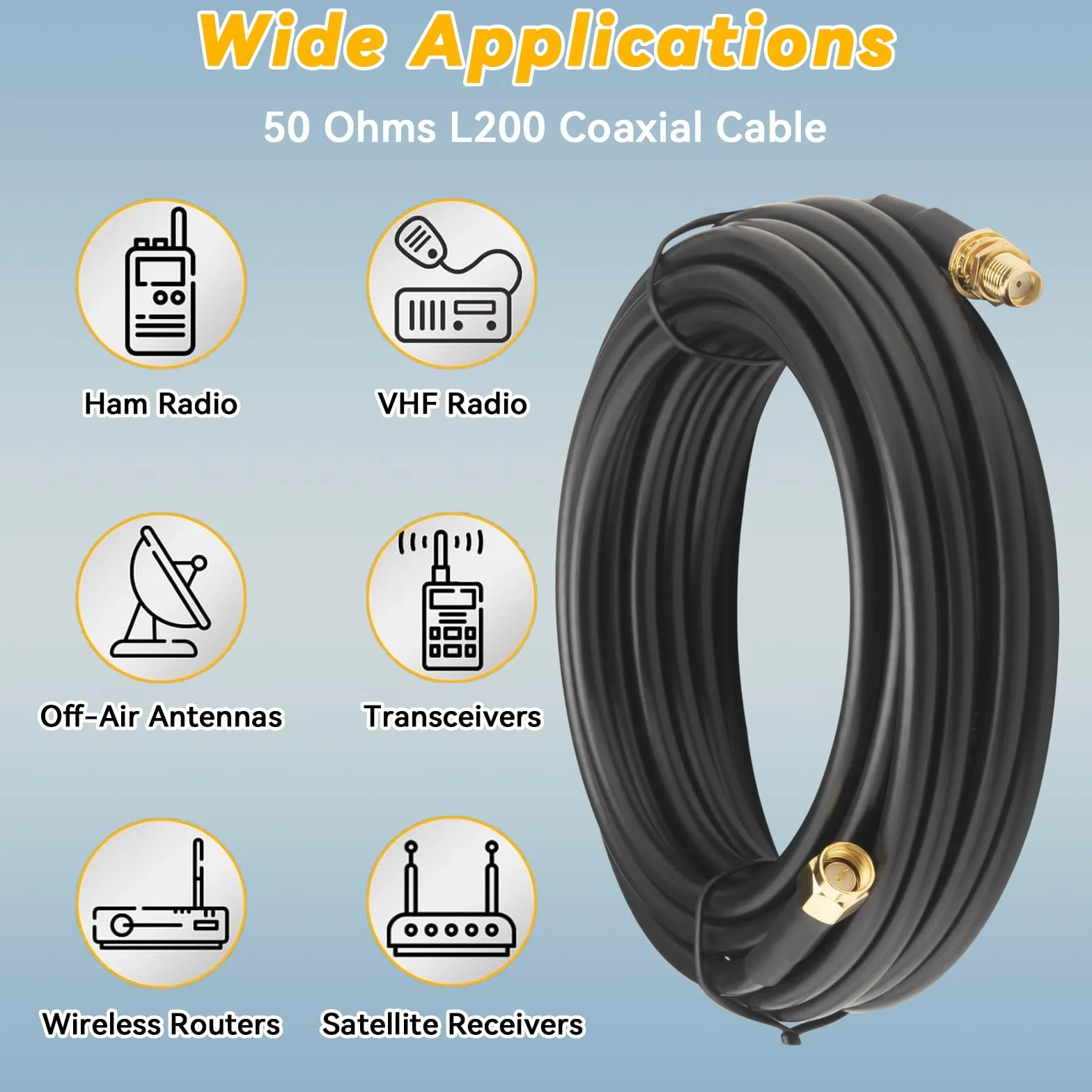 Cavo di prolunga SMA aggiornato da 5 m LMR200 equivalente SMA maschio a femmina, cavo di prolunga per antenna WiFi a bassa perdita per router 3G 4G 5G LTE Antenna WiFi ADS-B GPS modem WLAN