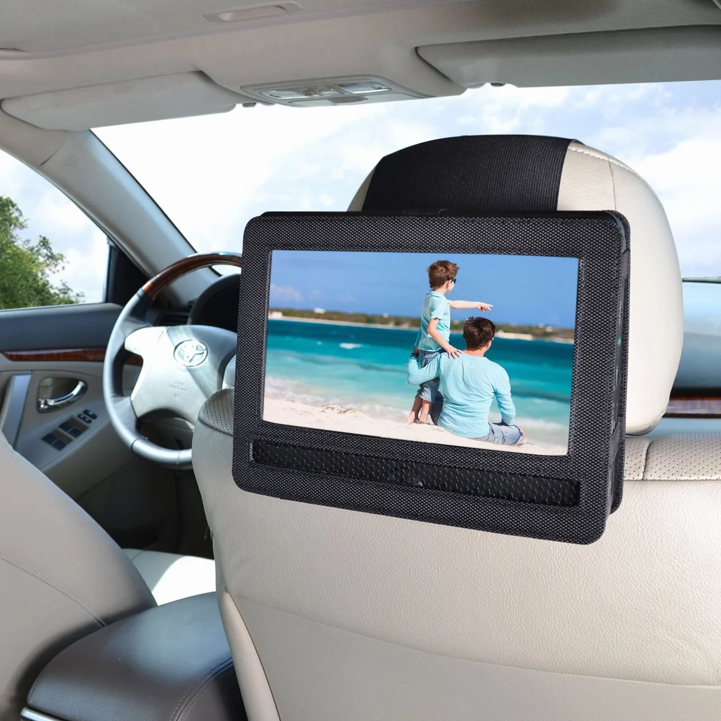 TFY Supporto Auto Poggiatesta Lettore Dvd Portatile - 9 Modello Girevole e Piegabile 9 Pollici