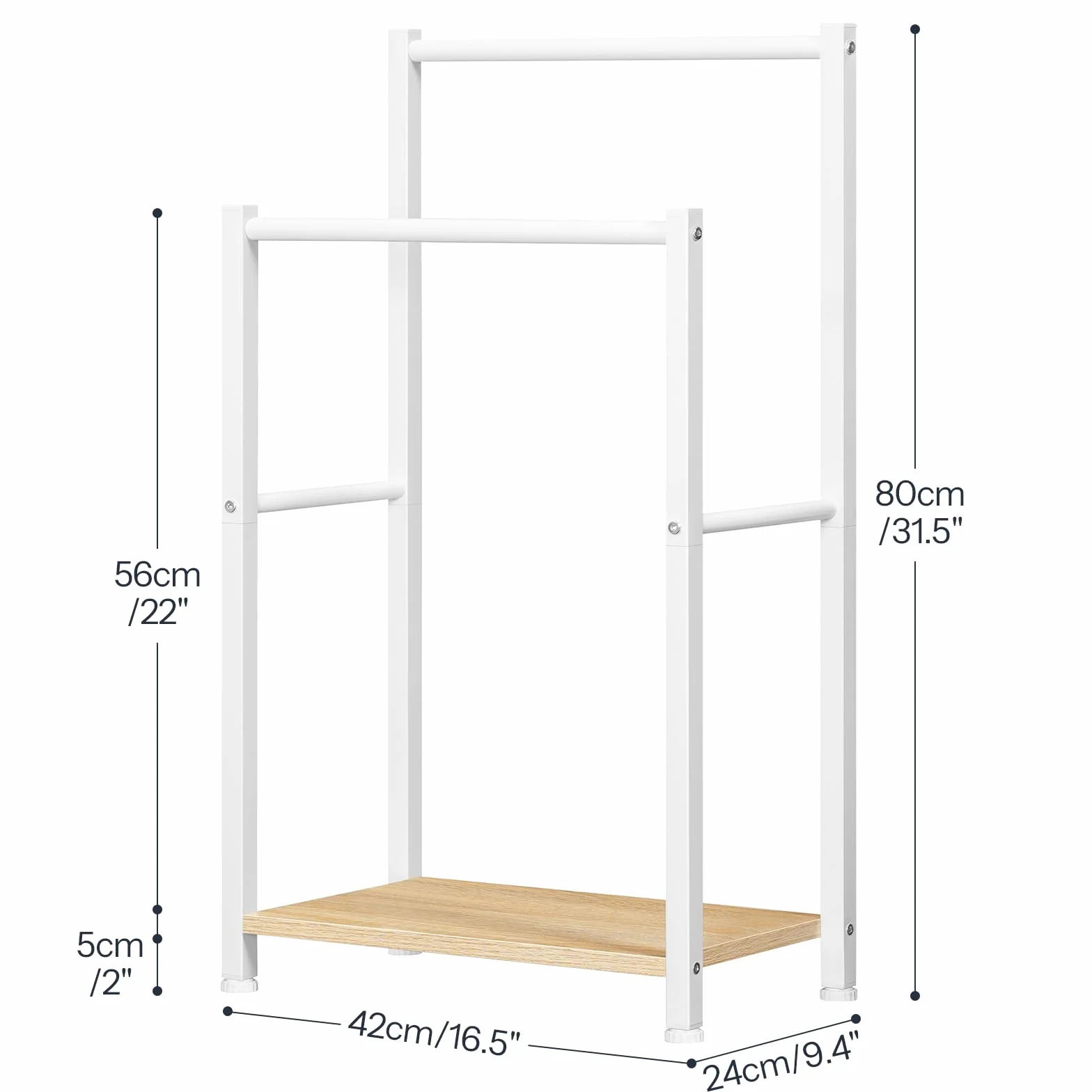 HOOBRO Portasciugamani da Terra 2 Bracci Metallo 42x24x80 cm Stabile EWN02LB01