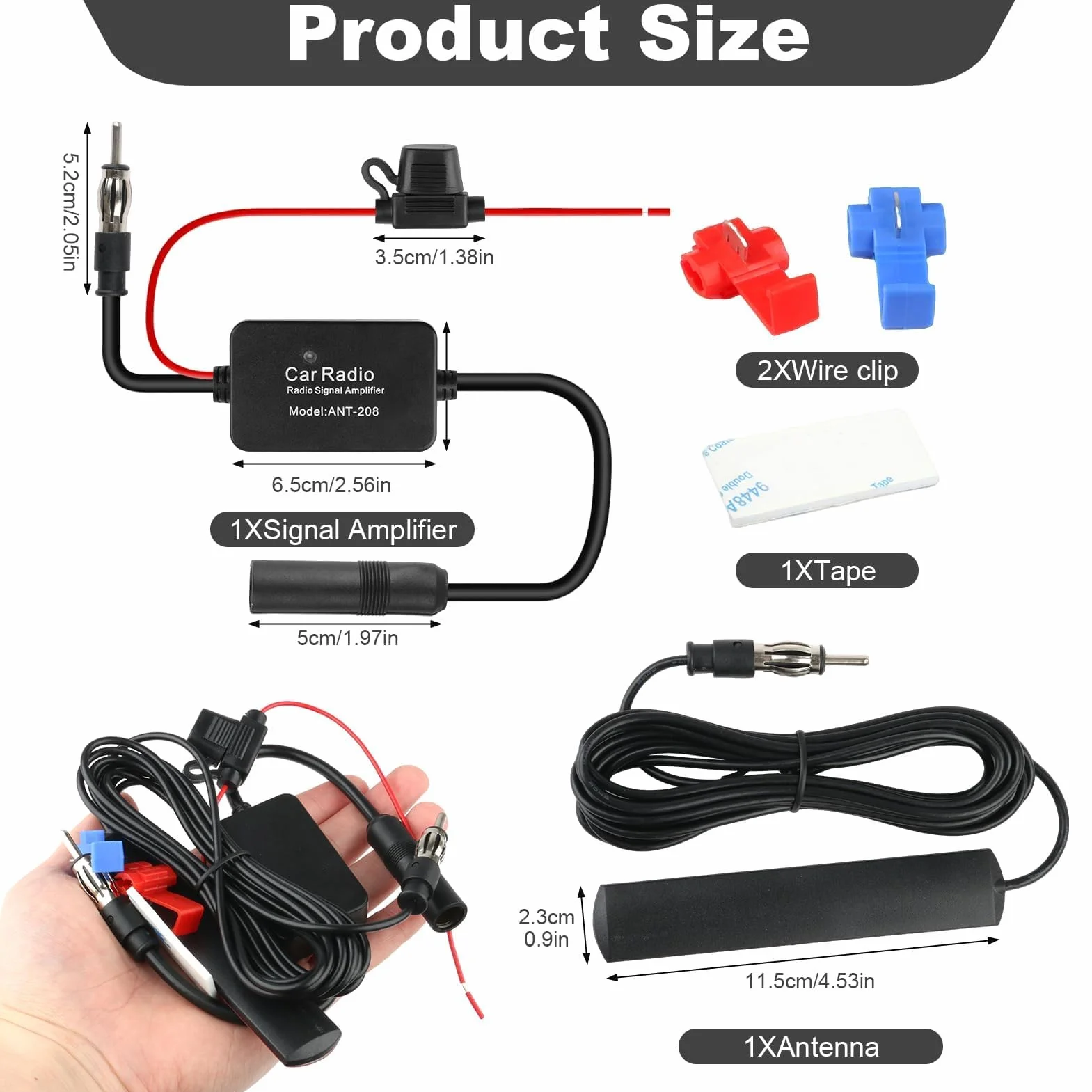12V Amplificatore di Segnale Autoradio, Amplificatore Antenna per Auto FM, Segnale Radio Booster Universale, Segnale Autoradio Per Veicolo Camion Auto Radio