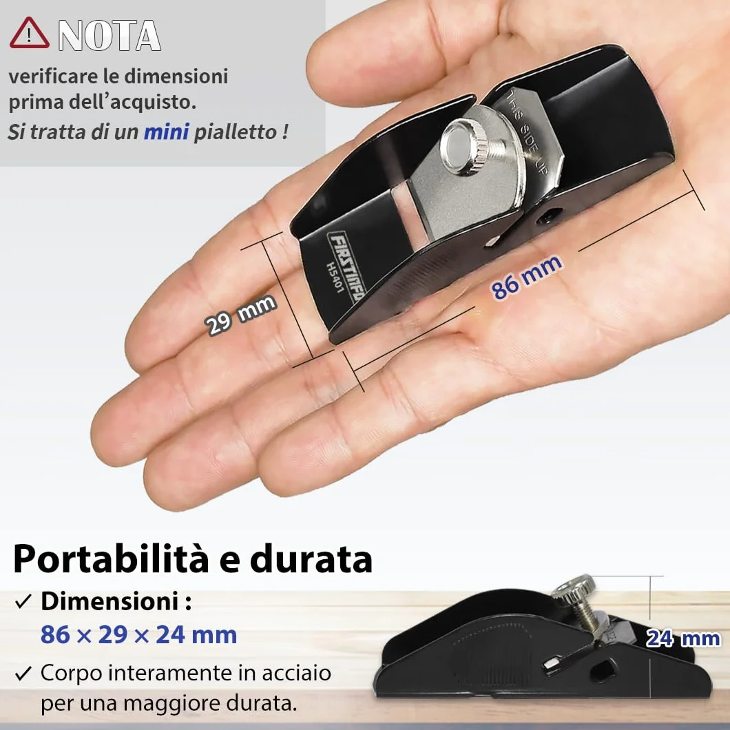FIRSTINFO H5401 Mini Pialletto Manuale in Acciaio Leggero Pialla per Legno