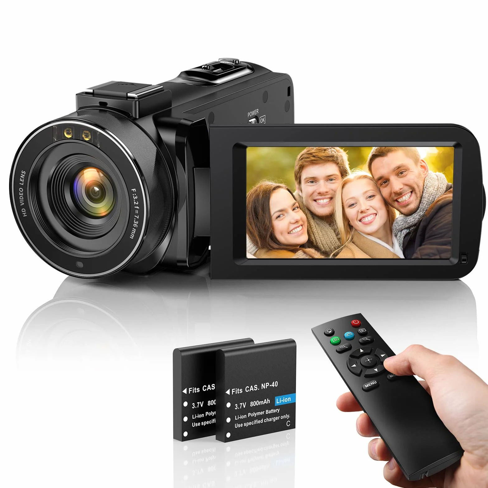 Videocamera Digitale FHD 1080P Camcorder 30FPS Vlogging Camera per Youtube 16X Zoom Digitale e IR Visione Notturna 3.0" IPS Schermo Videocamera Camcorder con 2 Batterie e Telecomando