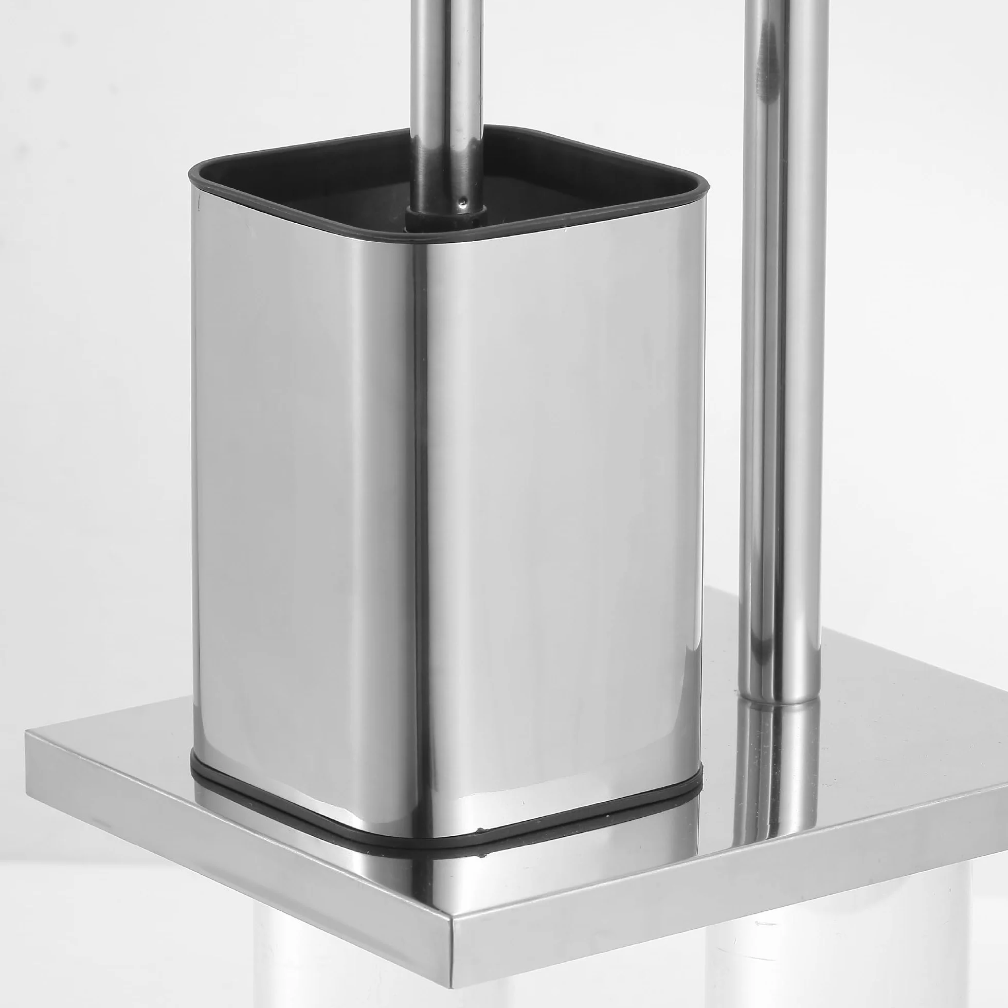 IlGruppone Accessori Bagno da Terra in Acciaio Inox – Piantana Porta Rotolo Carta Igienica con Scopino Water/Porta Salviette Multibraccio - Modello Enea