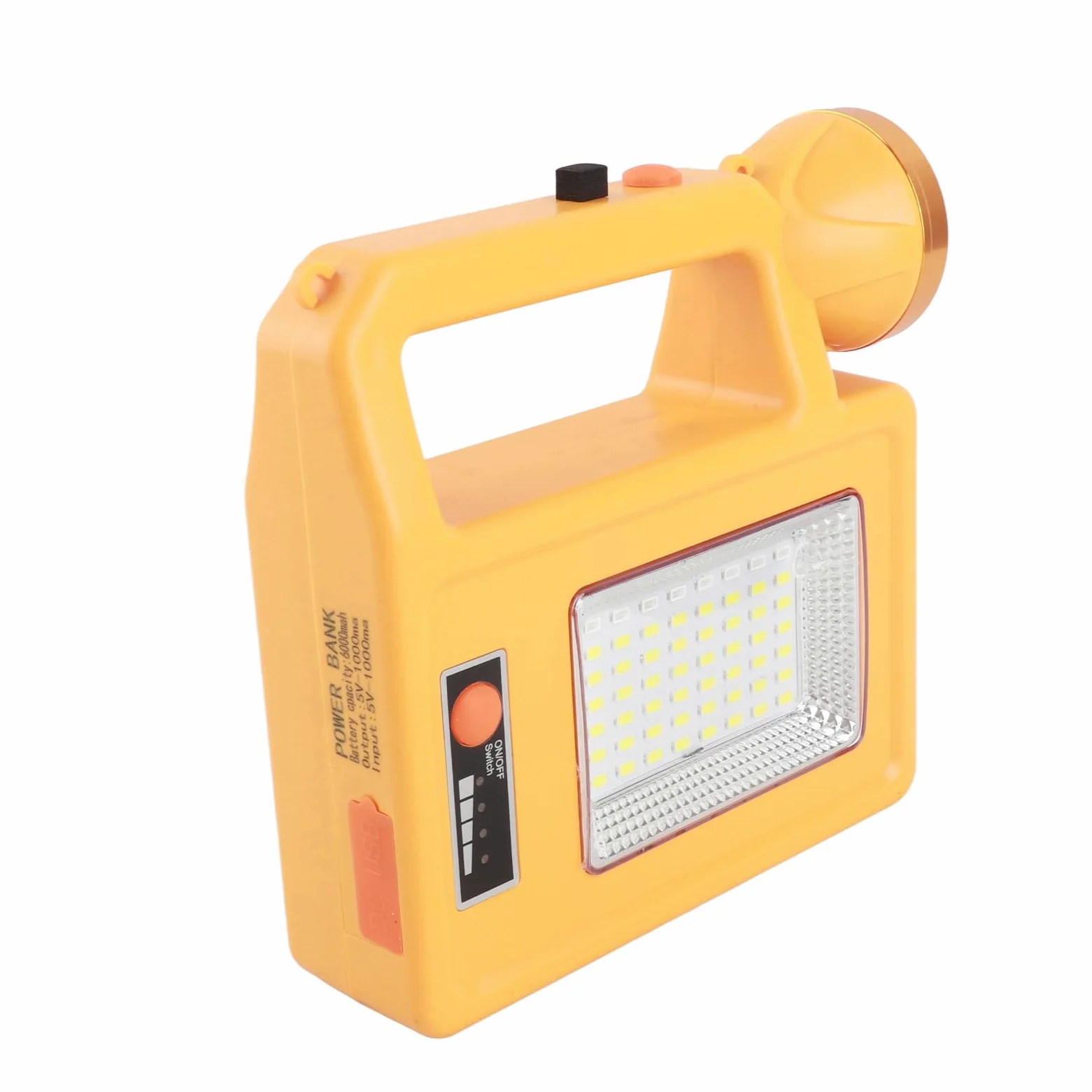 Torcia Solare LED Ricaricabile Impermeabile Multifunzione per Campeggio Ed Emergenza 6000mAh Materiale ABS