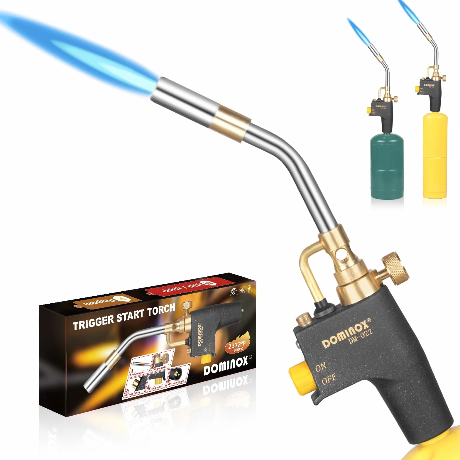 Torcia a propano ad alta intensità, torcia a gas con grilletto, torcia per saldatura per serbatoio propano MAP, MAPP Tank, saldatura, accensione, barbecue, illuminazione