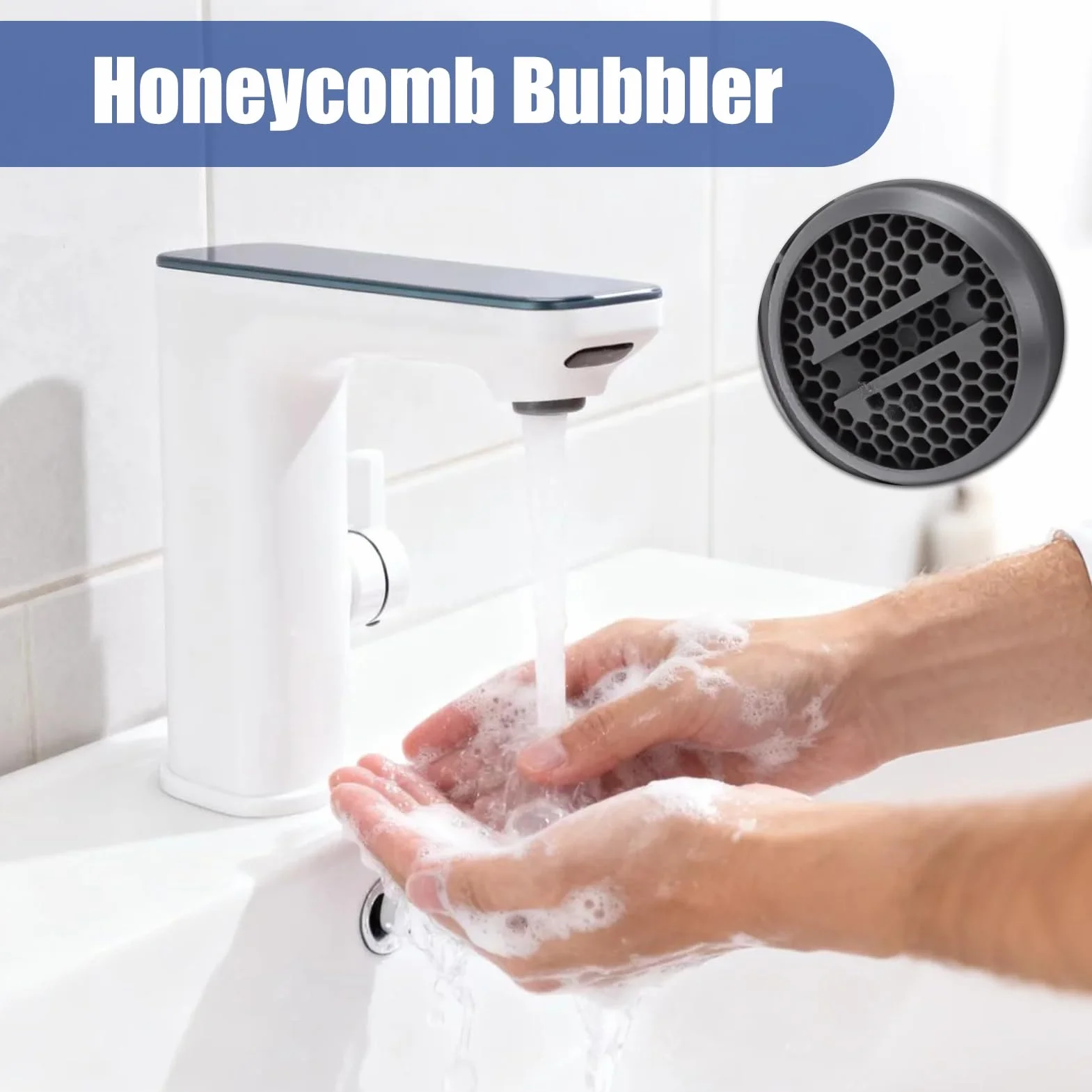 Gugxiom Rubinetto Senza Contatto con Sensore, Miscelatore Acqua Calda e Fredda, Cartuccia in Ceramica, Bianco