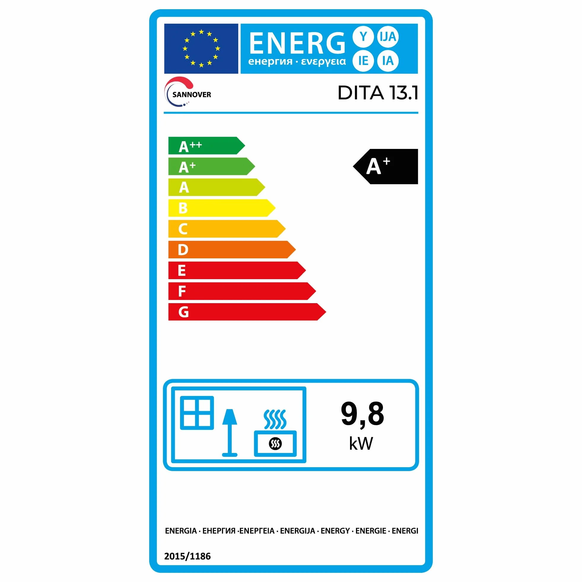 Stufa a legna Dita 13,1 kW tronco 63 cm Sannover