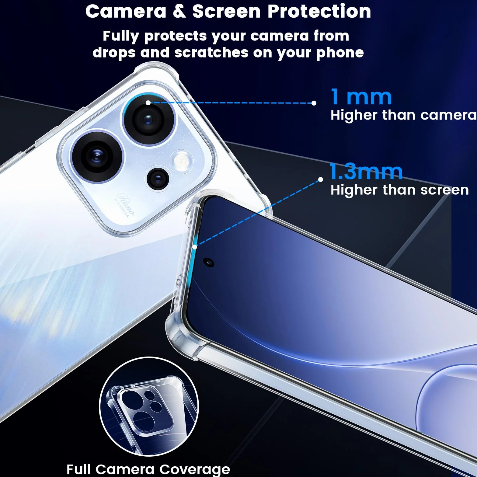 Yohii Cover per Oppo Reno15 F/Reno 15 FS 5G (No per Reno15) con 2 Pezzi Vetro Temperato, [Protezione Fotocamera] Custodia Antiurto Chiaro, TPU Morbido Antigraffio Anti Ingiallimento Case, Trasparente