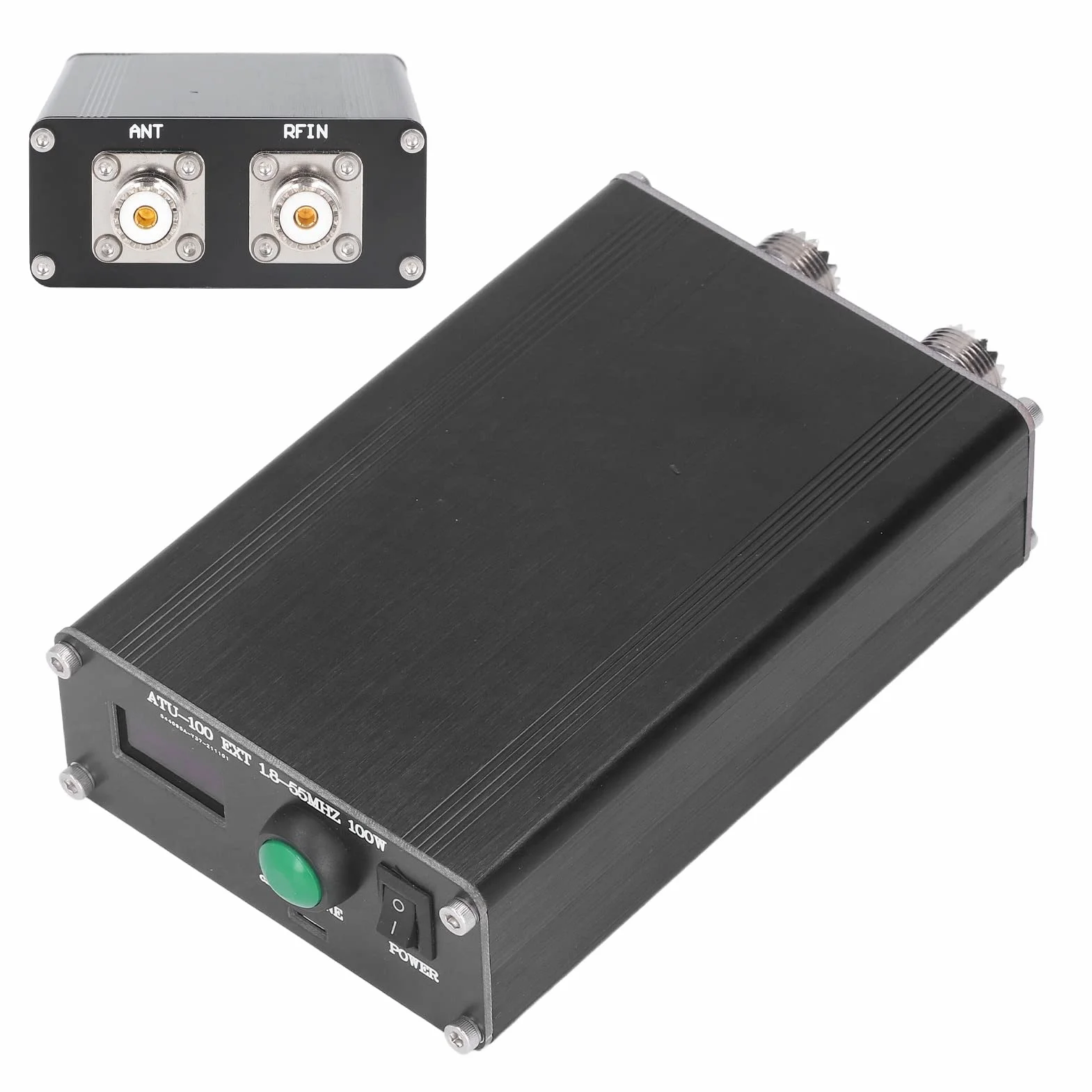 Sintonizzatore D'antenna Automatico ATU‑100 1,8‑55Mhz Display 0,96 Pollici Sintonizzatore Radio con Ricarica USB Sintonizzatore D'antenna a Onde Corte Open Source per