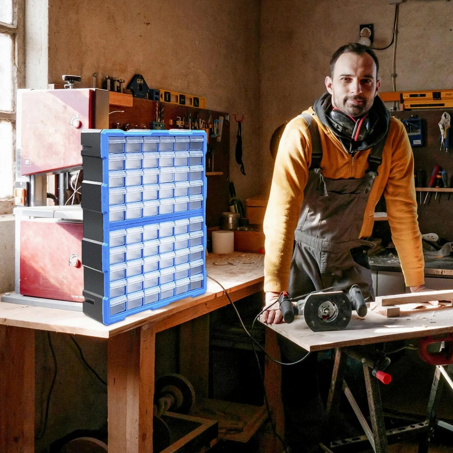 Organizer per viti – Cassettiera con 60 scomparti | Armadio per hardware e | bricolage facilmente impilabile per dadi e bulloni, viti, gioielli