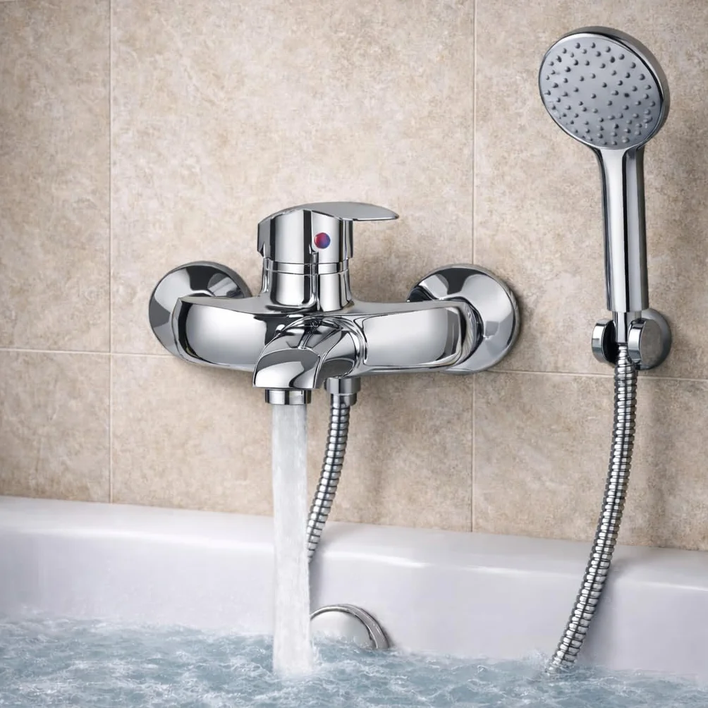 Miscelatore Vasca da Bagno Monocomando Cromato con Deviatore per Doccetta 1/2”