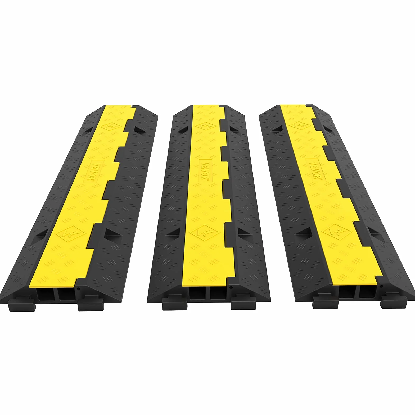 Passacavo A Pavimento In Gomma 2 Slot 1000x250x45mm 5T 30x35mm 3 Pezzi