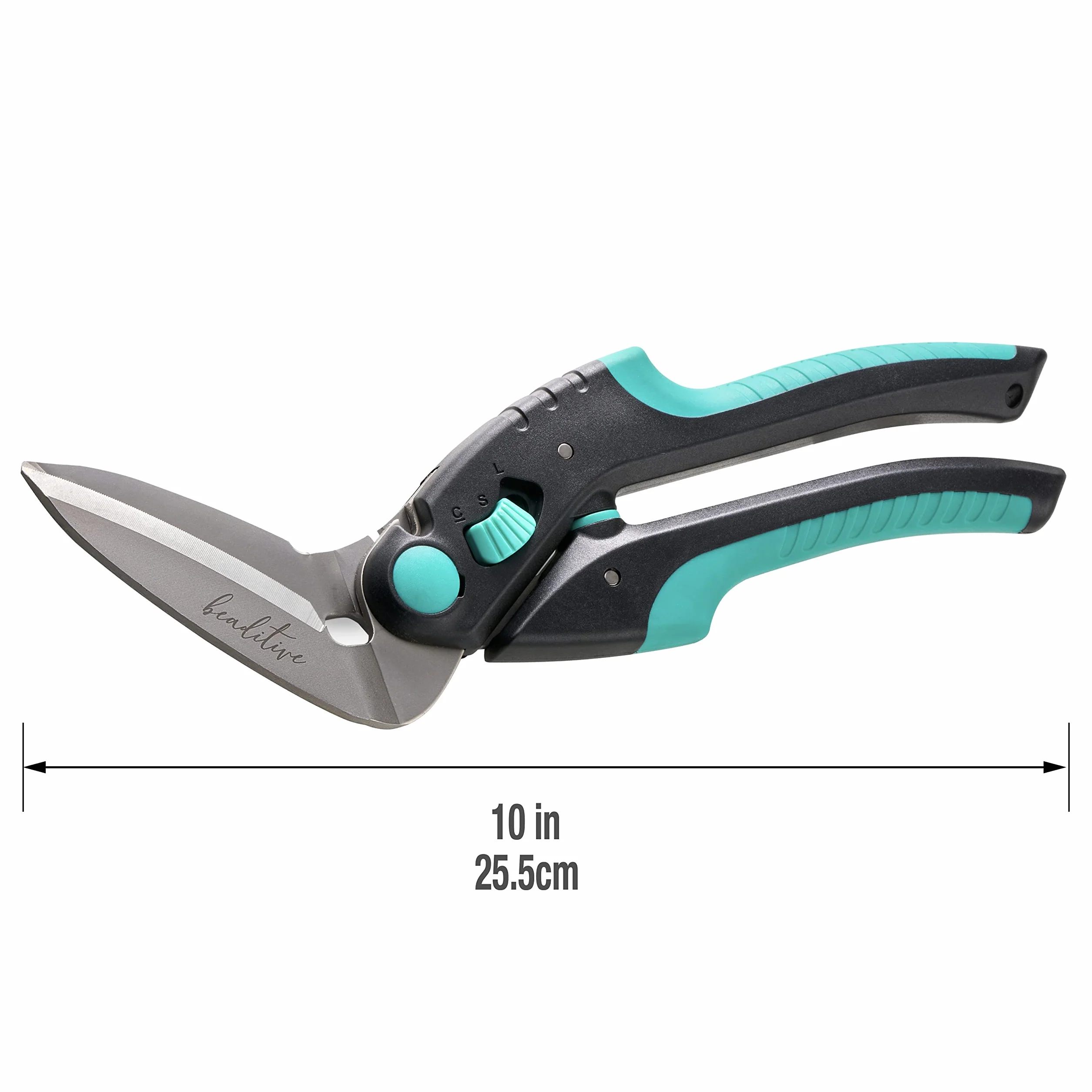 Beaditive Forbici angolate robuste da 25 cm – acciaio inossidabile giapponese, lama seghettata – forbici industriali per tessuti spessi, cuoio, cartone, tappeti, erba artificiale