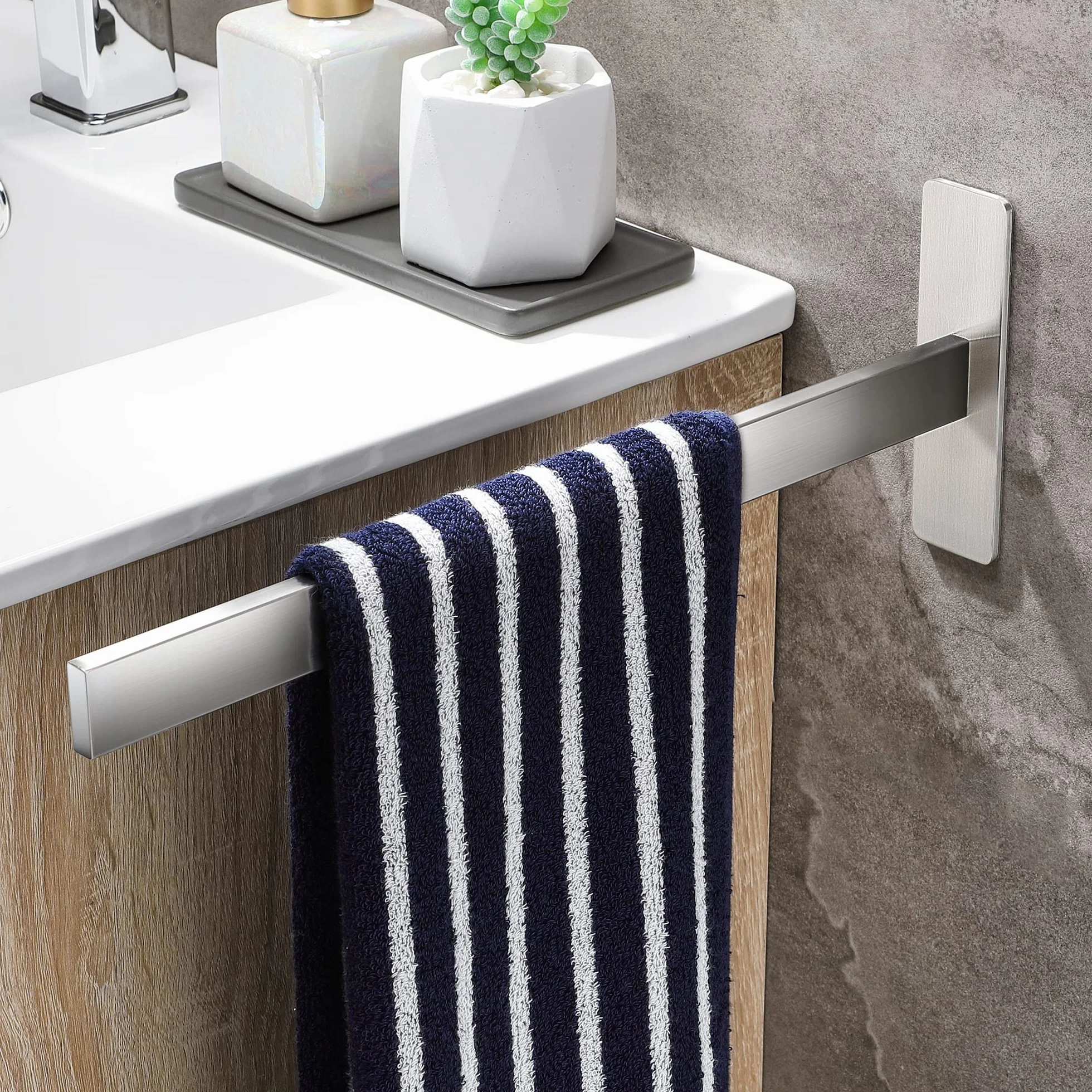 Porta Asciugamani Bagno Adesivo in Acciaio Inox 38 cm Argento Chrome