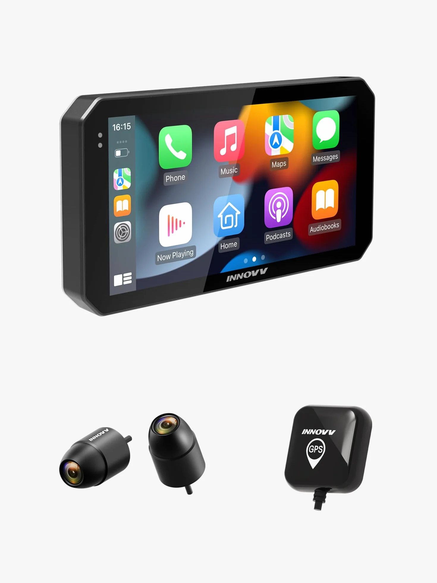 INNOVV N2 - Dash Cam per moto Carplay, touch screen da 6 pollici, supporta Android Auto e iOS, fotocamera anteriore e posteriore 2K 2K con navigazione GPS, modalità parcheggio, musica, Wi-Fi 5.8G