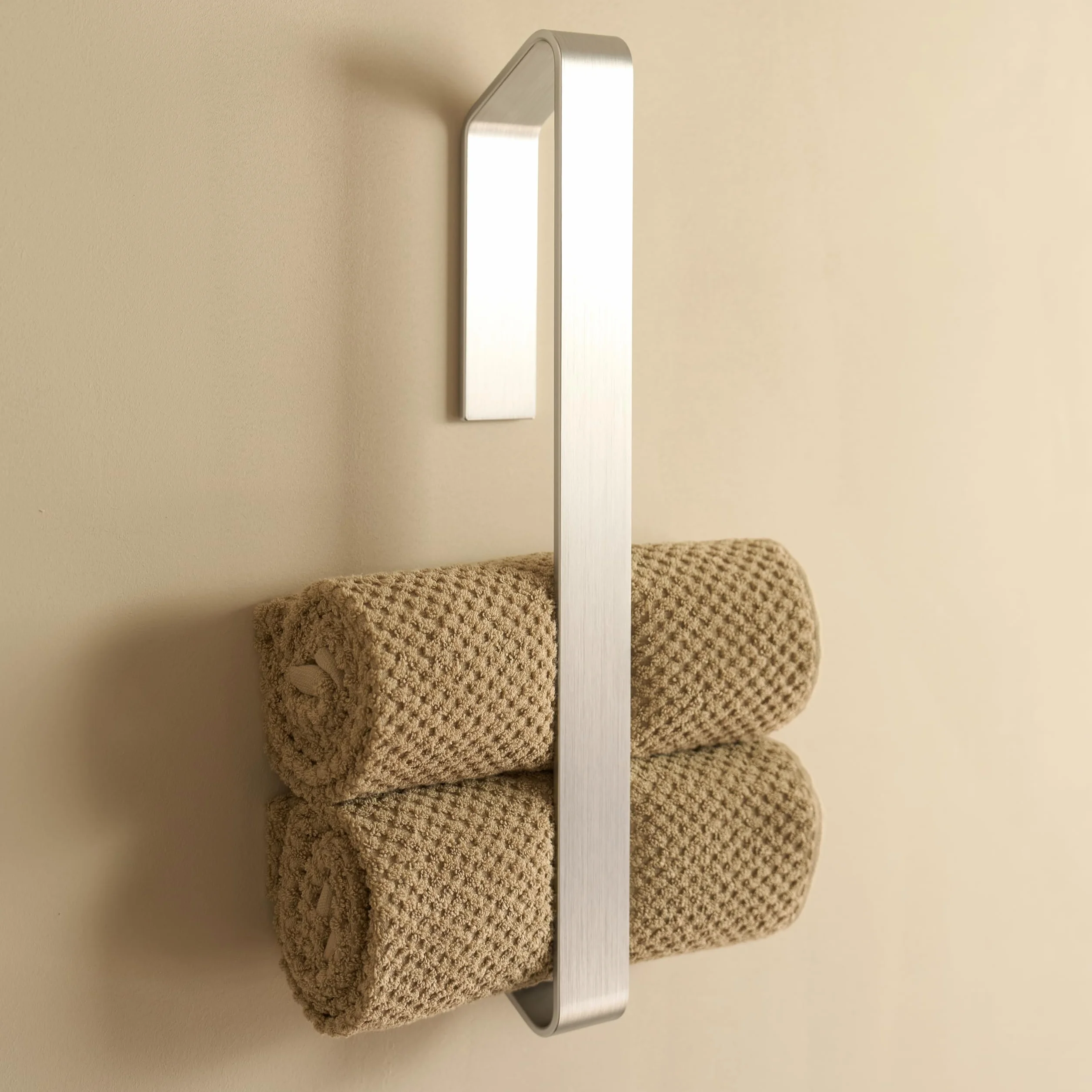 Designfabrik Porta asciugamani adesivo senza forare bagno moderno grigio argento