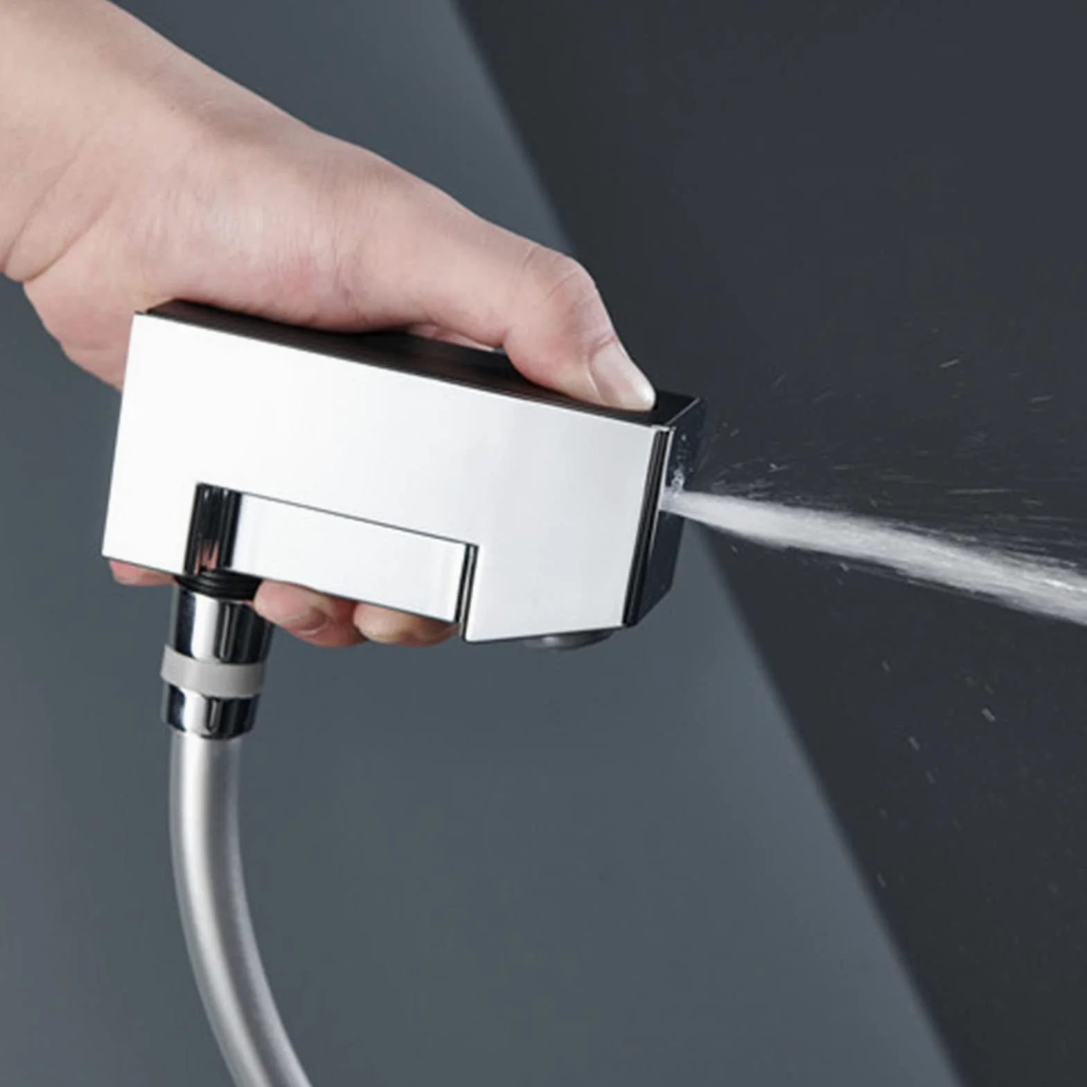 Set Rubinetto Doccia termostatico Cromato, Moderno Sistema a 4 funzioni, soffione a Pioggia con doccetta, Bocca per Vasca, doccetta per Bidet, Montaggio a Parete