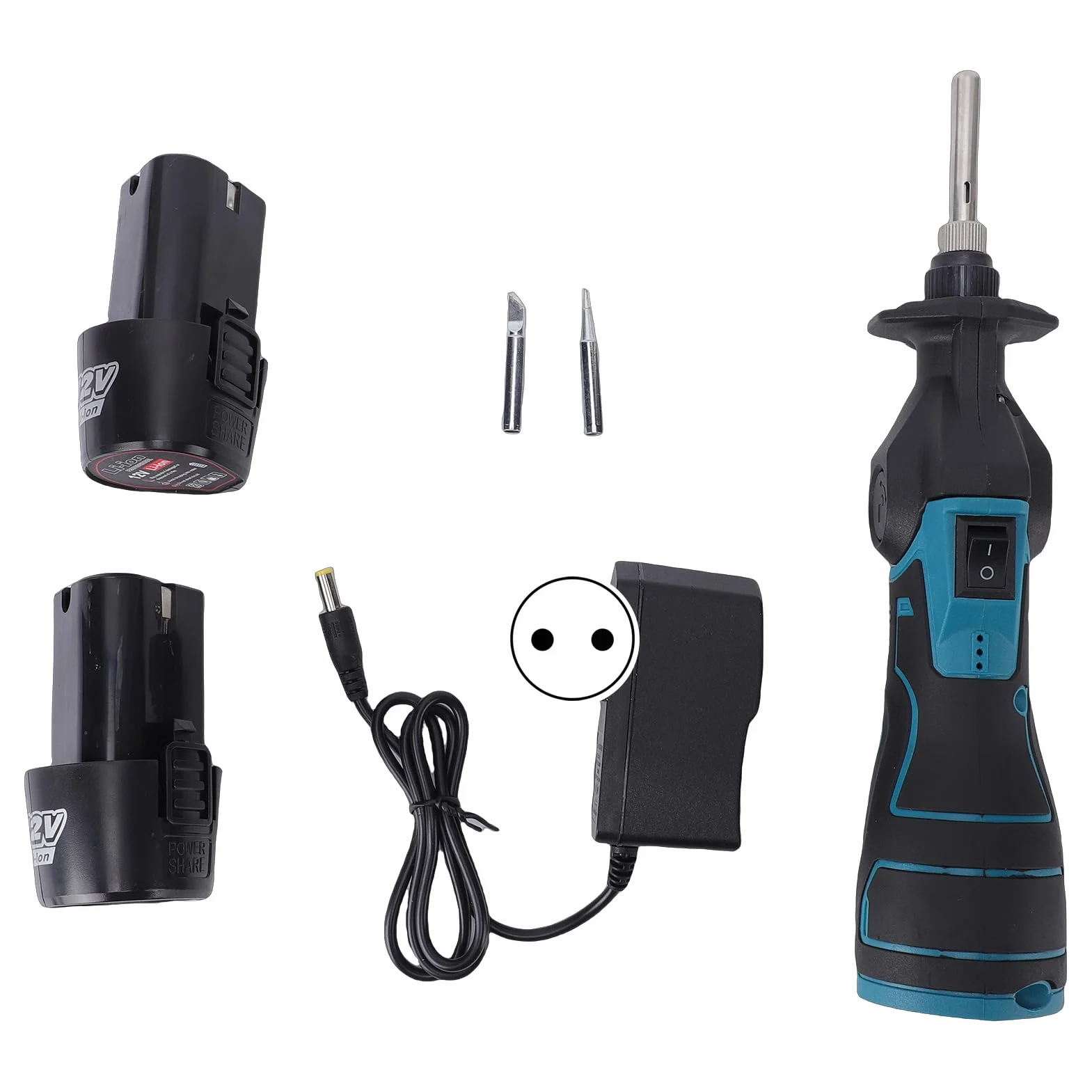 Jectse Kit Saldatore a Batteria Ricaricabile Portatile, Riscaldamento Rapido, 2 Batterie, 220V