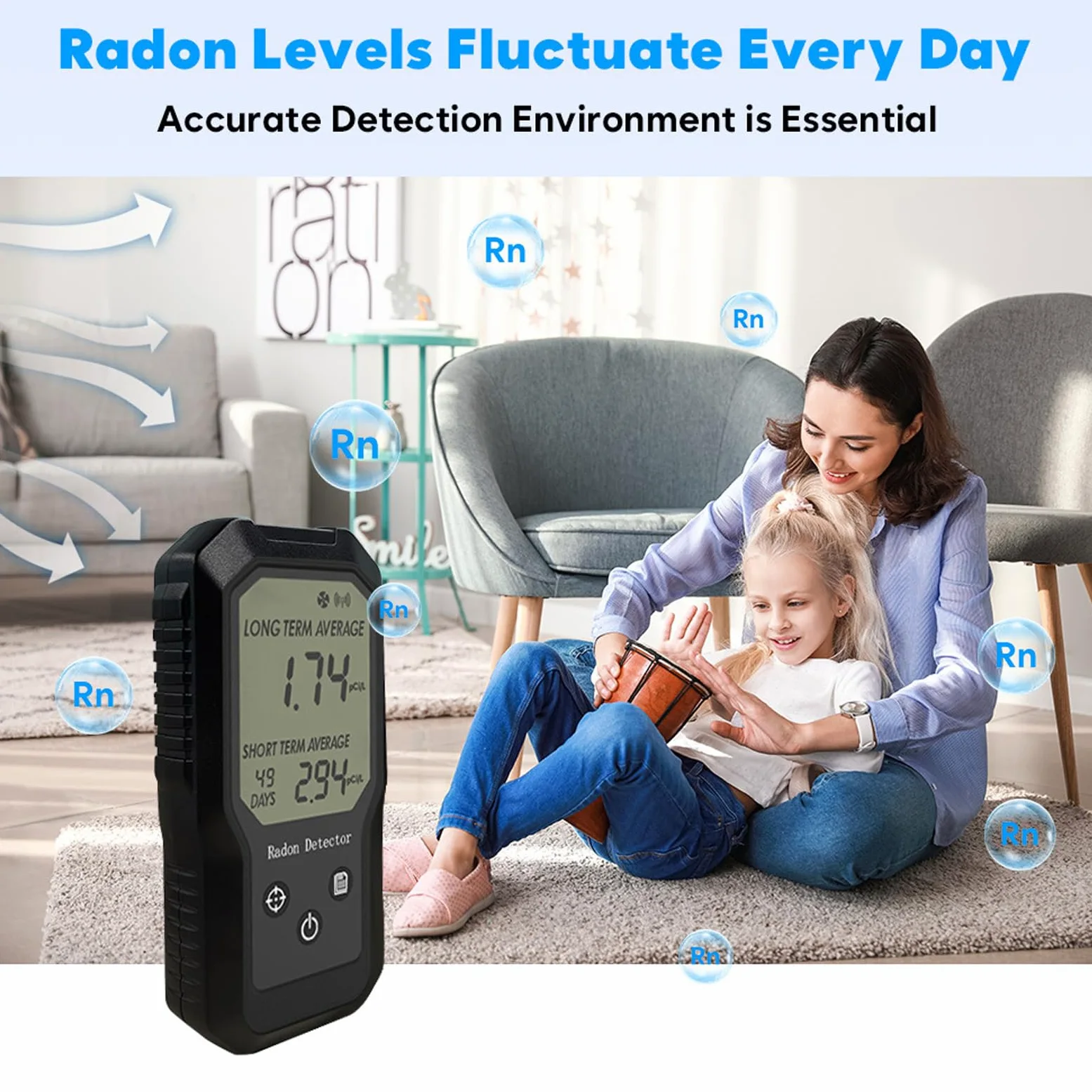 Digital Radon Gas Detector Accurate Home Tester with Quick Results for