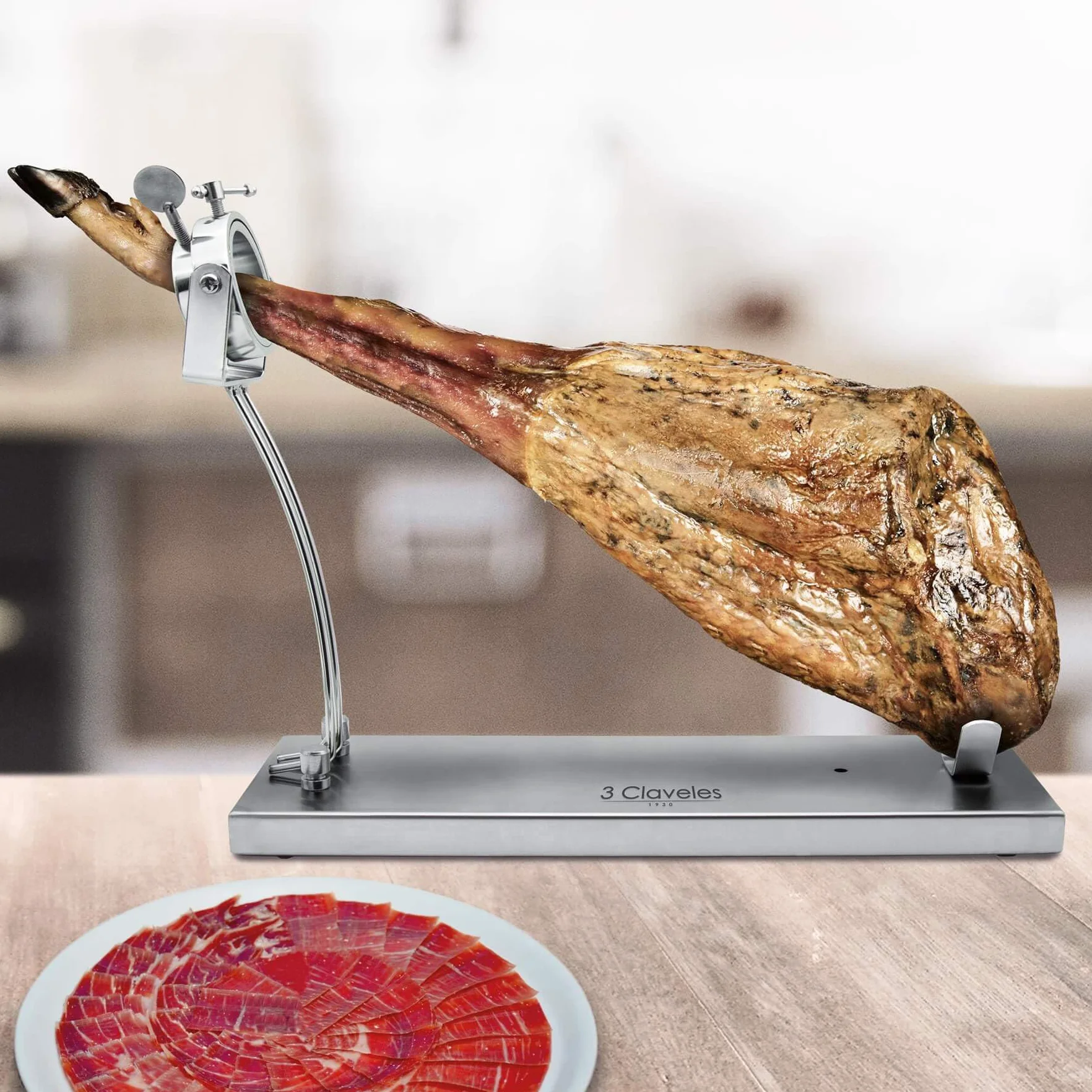 SOPORTE JAMONERO INOX PRO PLEGABLE CABEZAL GIRATORIO 3C