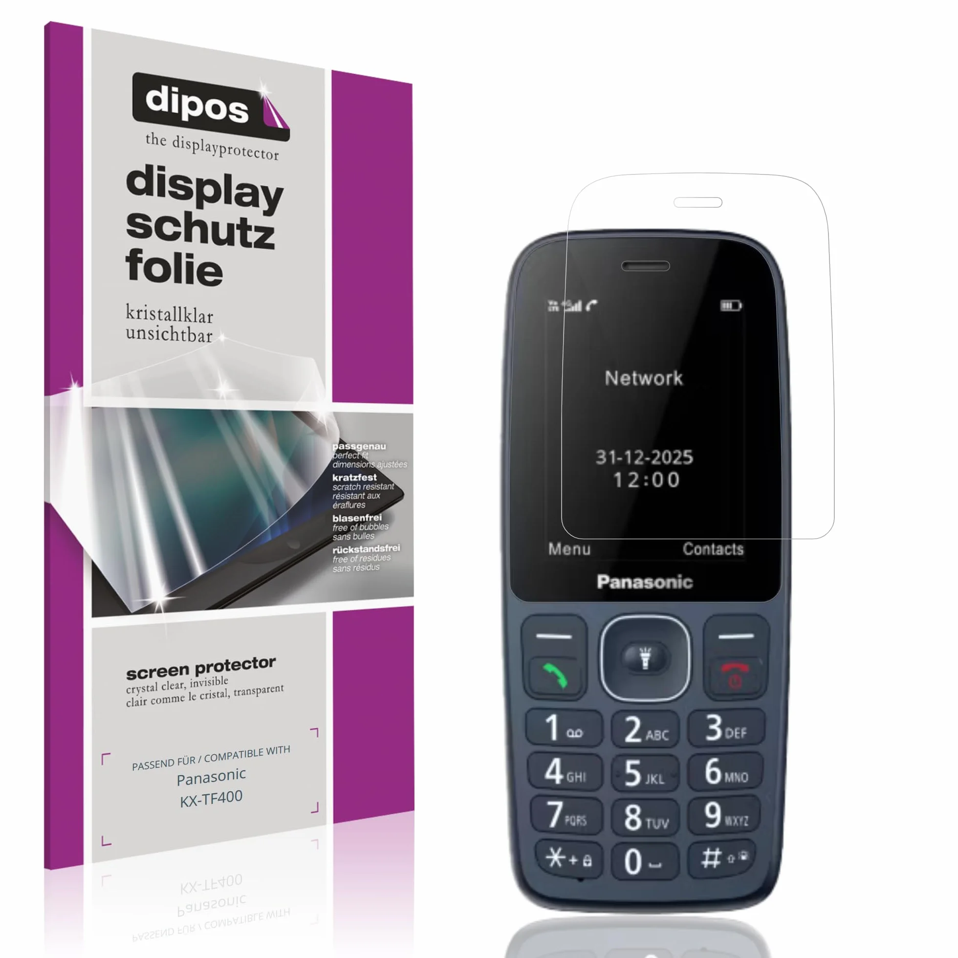 dipos I 4x Pellicola Protettiva compatibile con Panasonic KX-TF400 Pellicola di Protezione cristallo